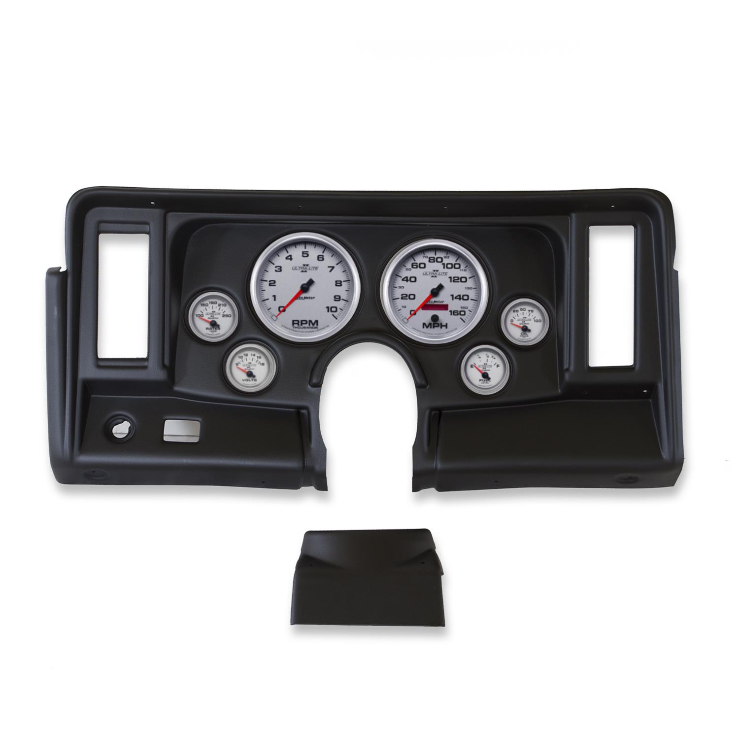 AutoMeter Ultra-Lite II Instrument Clusters for 1969-1976 NOVA - 2134-14 Gauge Kit, II, Analog, Silver Face, Speedo, Tach, Oil, Water, Volt, Fuel, Black Numbers, Red Pointers, Black Panel, Chevy, Kit
