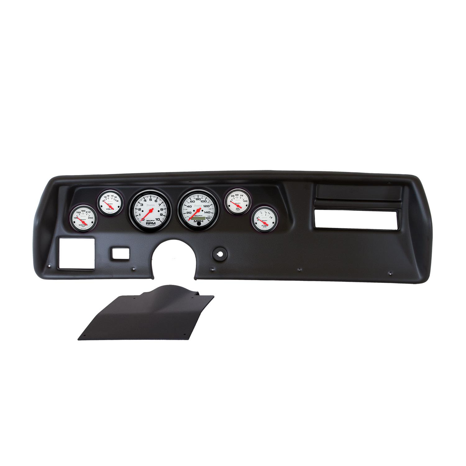 AutoMeter Phantom Instrument Clusters 2135-09 Gauge Kit, Phantom, Analog, White Face, Speedo, Tach, Oil, Water, Volt, Fuel, Black Numbers, Red Pointers, Black Panel, Chevy, Kit