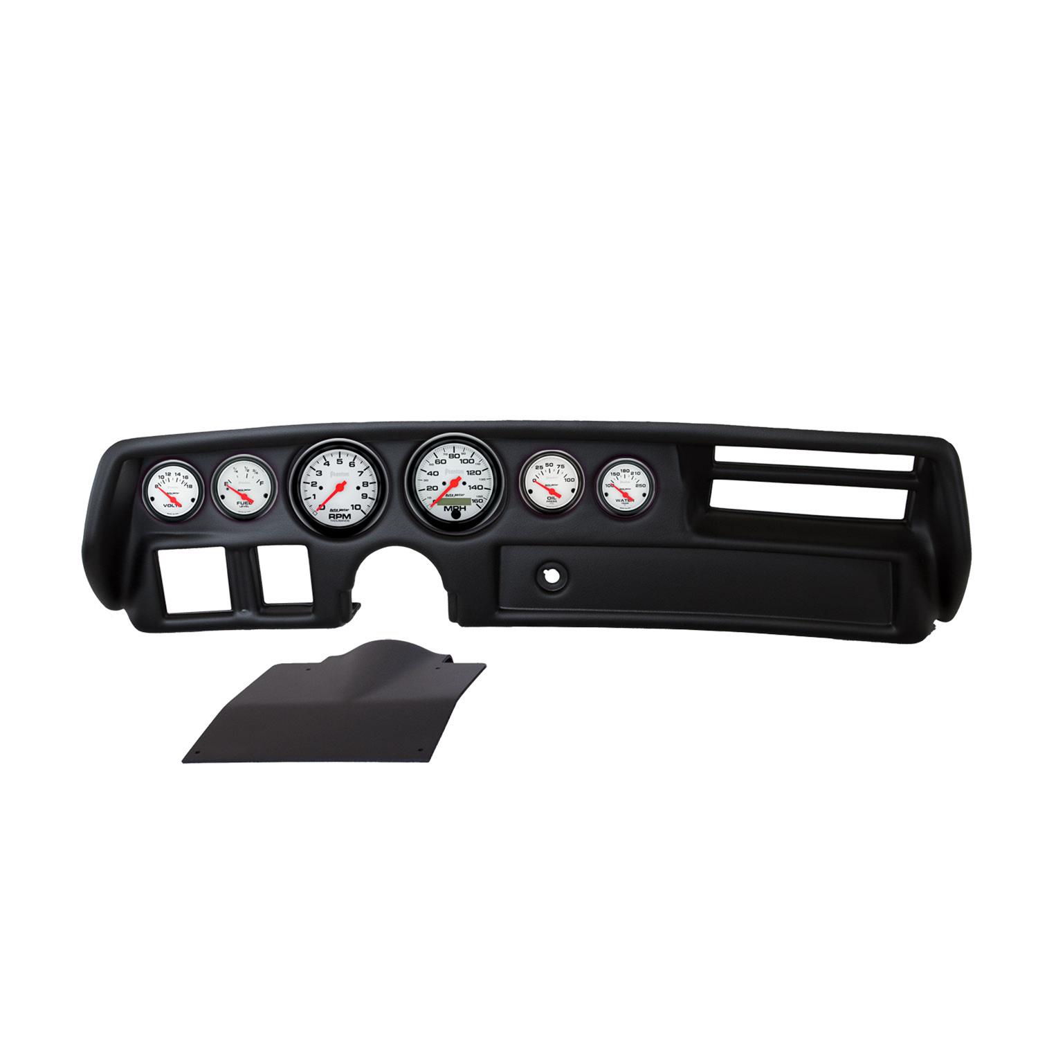 AutoMeter Phantom Instrument Clusters 2136-09 Gauge Kit, Phantom, Analog, White Face, Speedo, Tach, Oil, Water, Volt, Fuel, Black Numbers, Red Pointers, Black Panel, Chevy, Kit