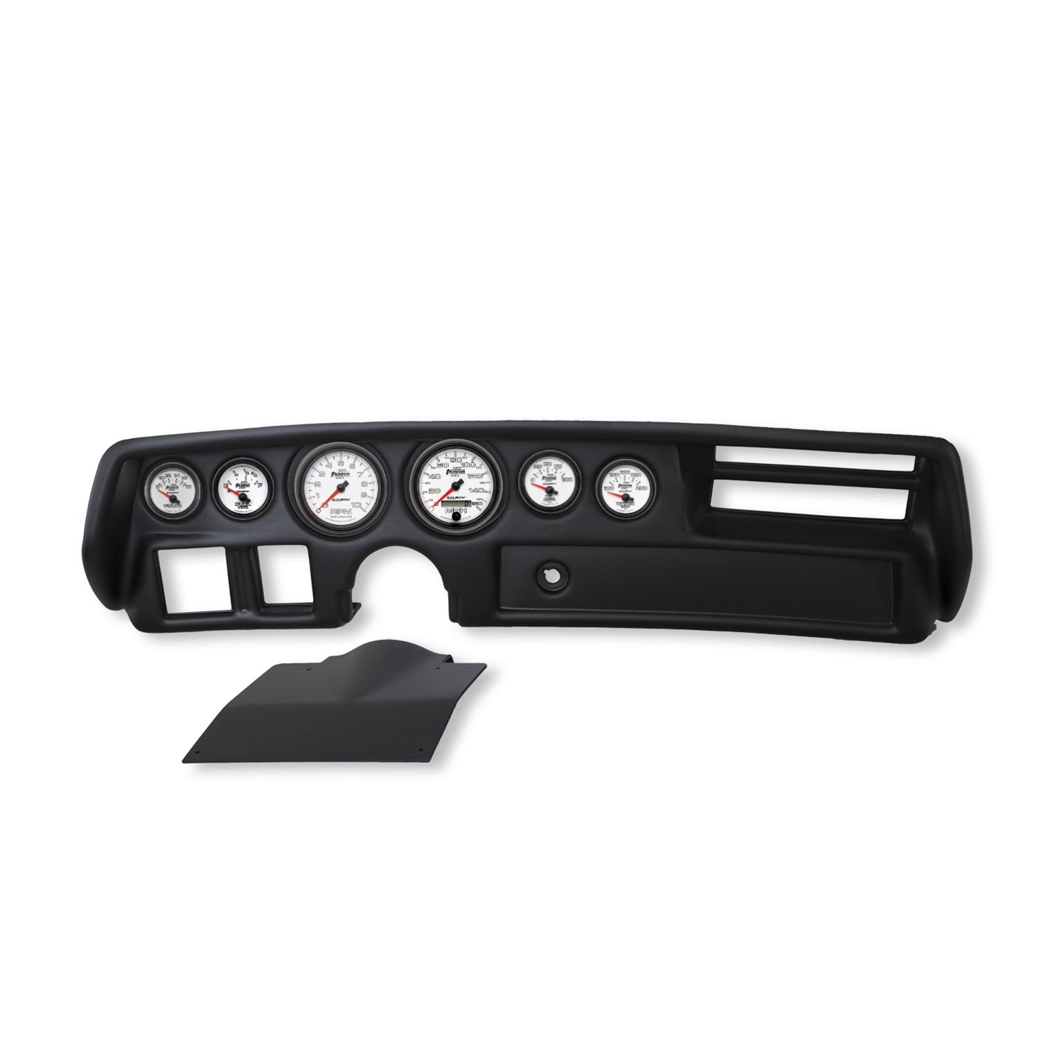 AutoMeter Phantom II Instrument Clusters 2136-10 Gauge Kit, II, Analog, White Face, Speedo, Tach, Oil, Water, Volt, Fuel, Silver Numbers, Red Pointers, Black Panel, Chevy, Kit
