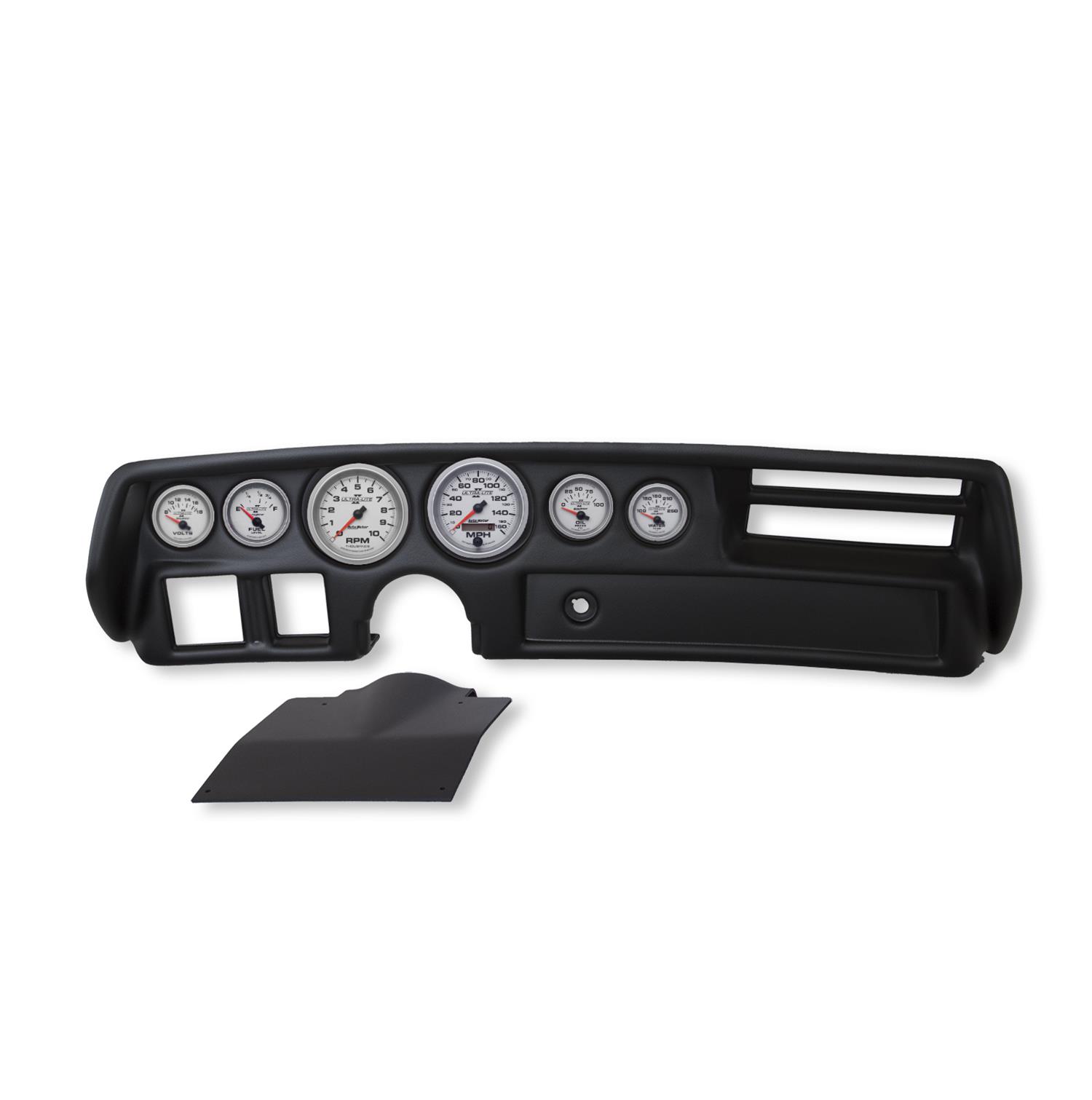 AutoMeter Ultra-Lite II Instrument Clusters 2136-14 Gauge Kit, II, Analog, Silver Face, Speedo, Tach, Oil, Water, Volt, Fuel, Black Numbers, Red Pointers, Black Panel, Chevy, Kit