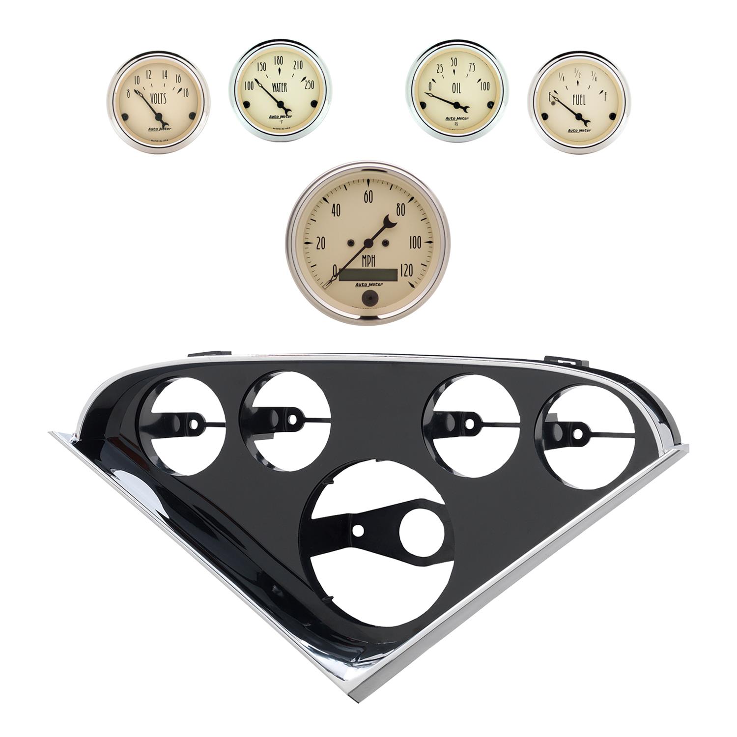 Autometer Antique Beige Direct Fit Dash Kit 55-56 Chevrolet (1 x 3-3/8in. / 4 x 2-1/16in.)