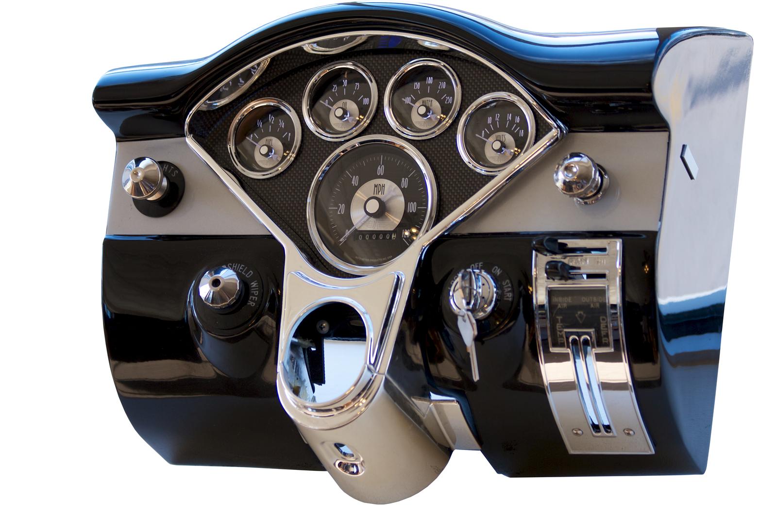 Autometer 55-56 Chevy Cars 5-Gauge Dash Panel (Fits One 3-3/8in Tach & Four 2-1/16in Gauges) thumbnail 2