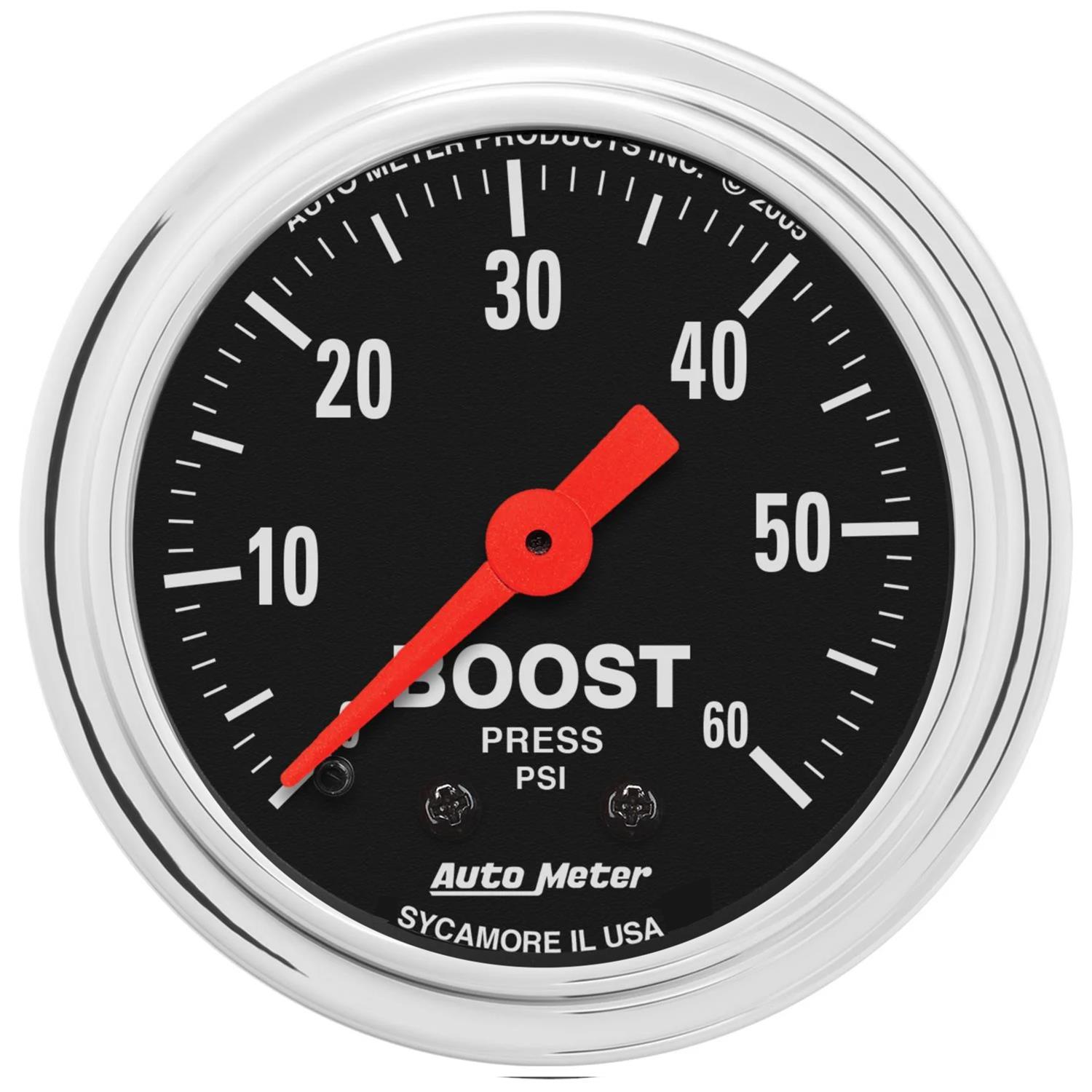 AutoMeter Gauge Boost 2-1/16in. 60 PSI Mechanical Traditional Chrome