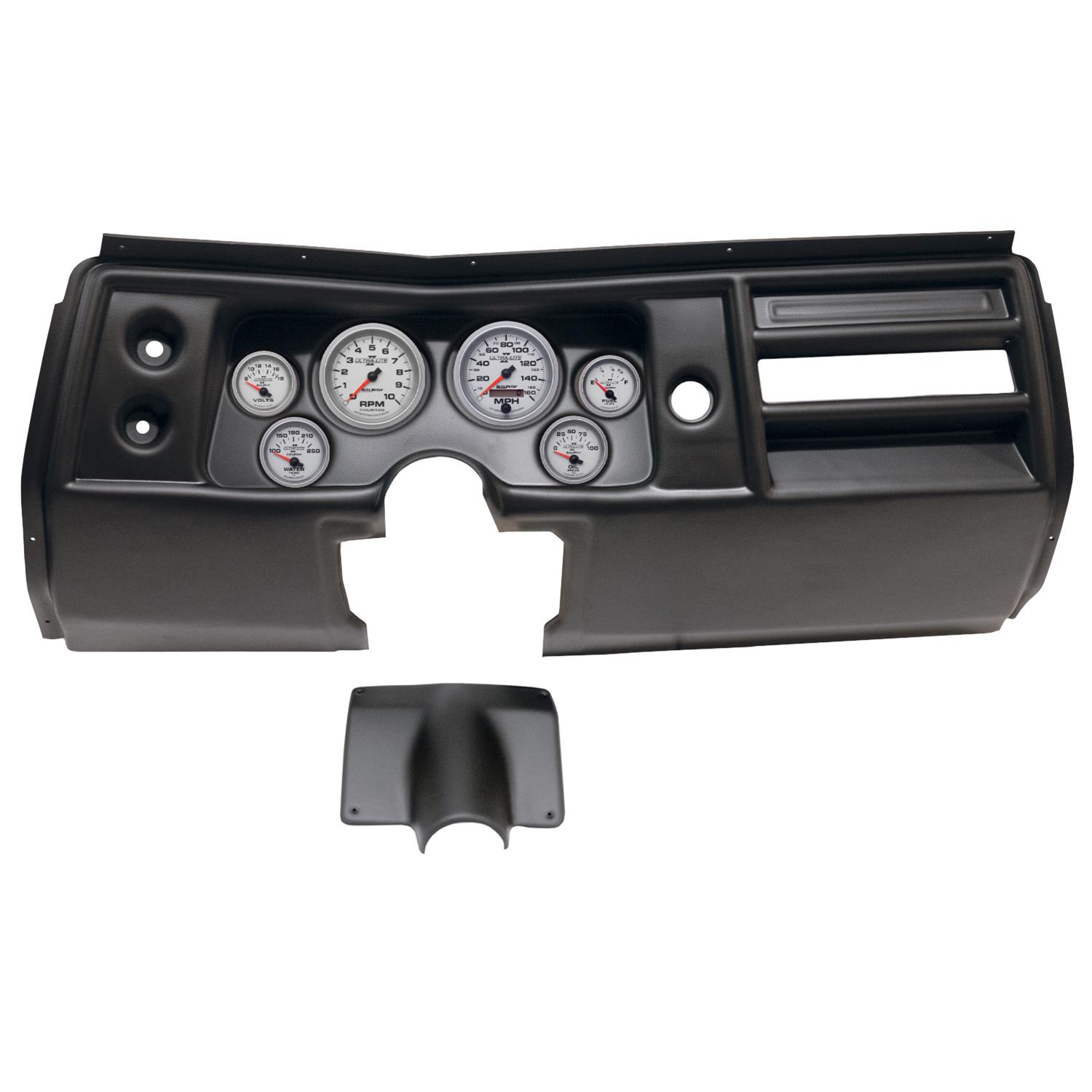AutoMeter Ultra-Lite II Instrument Clusters for 1968 CHEVELLE, EL CAMINO - 2901-14 Gauge Kit, II, Analog, Silver Face, Speedo, Tach, Oil, Water, Volt, Fuel, Black Numbers, Red Pointers, Black Panel, Chevy, No Vent, Kit