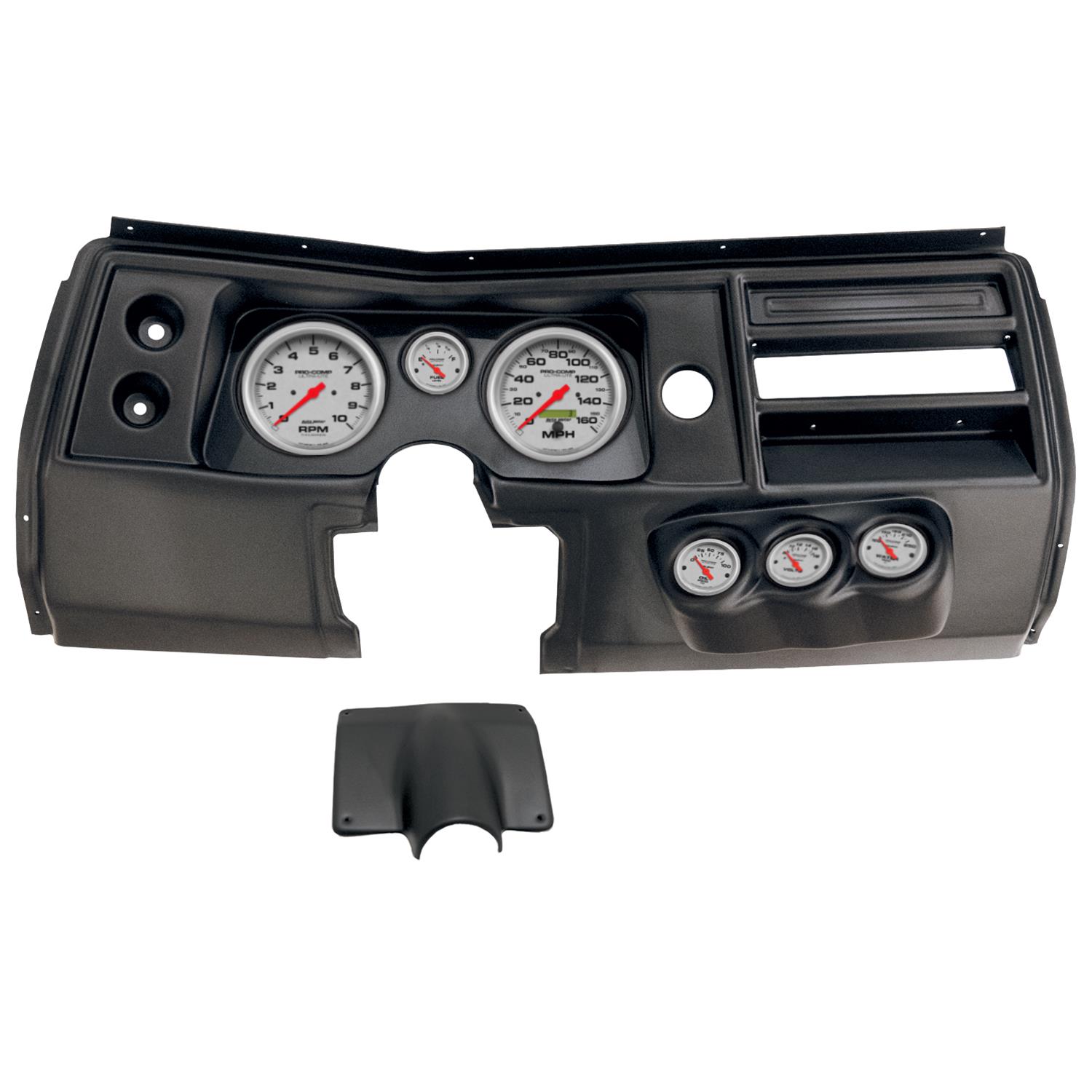 AutoMeter Ultra-Lite Instrument Clusters for 1968 CHEVELLE, EL CAMINO - 2903-13 Gauge Kit, Ultra-Lite, Analog, Silver Face, Speedo, Tach, Oil, Water, Volt, Fuel, Black Numbers, Red Pointers, Black Panel, Chevy, No Vent, Kit