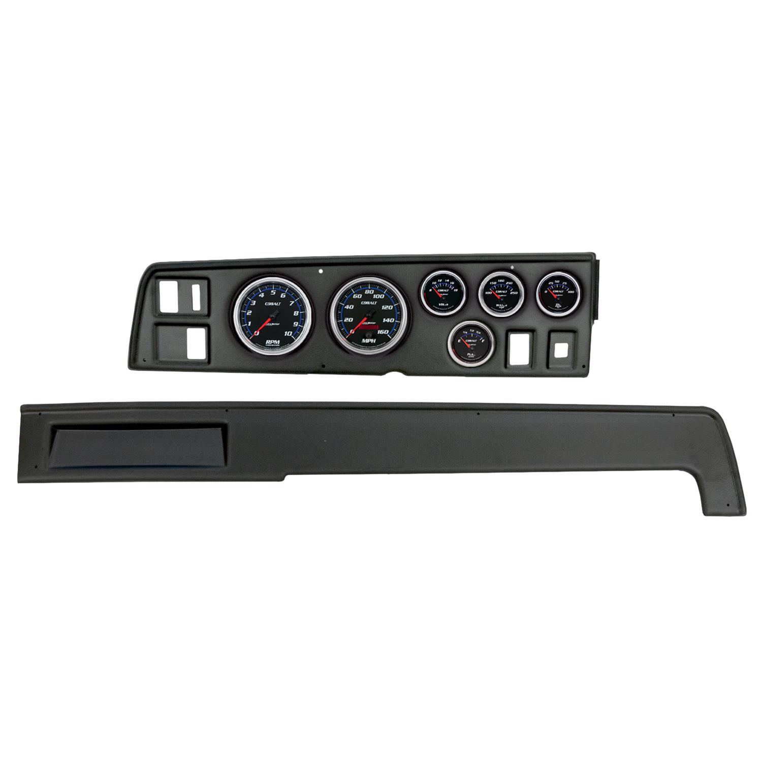 AutoMeter Cobalt Instrument Clusters 2907-05 Gauge Kit, Cobalt, Analog, Black Face, Speedometer, Tach, Oil, Water, Volt, Fuel, White/Blue Numbers, Red Pointers, Black Panel, Dodge, Kit