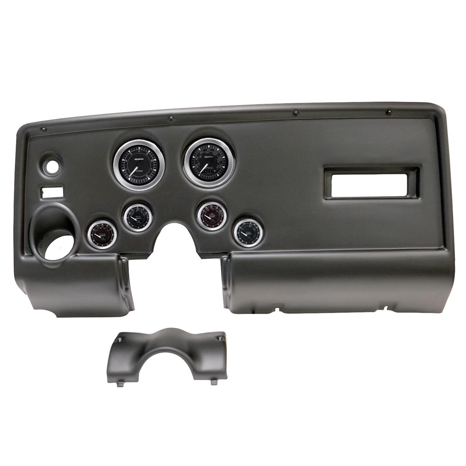 AutoMeter Chrono Instrument Clusters for 1969 FIREBIRD - 2912-04 Gauge Kit, Chrono, Analog, Black Face, Speedo, Tach, Oil, Water, Volt, Fuel, White Numbers and Pointers, Black Panel, Pontiac, Kit
