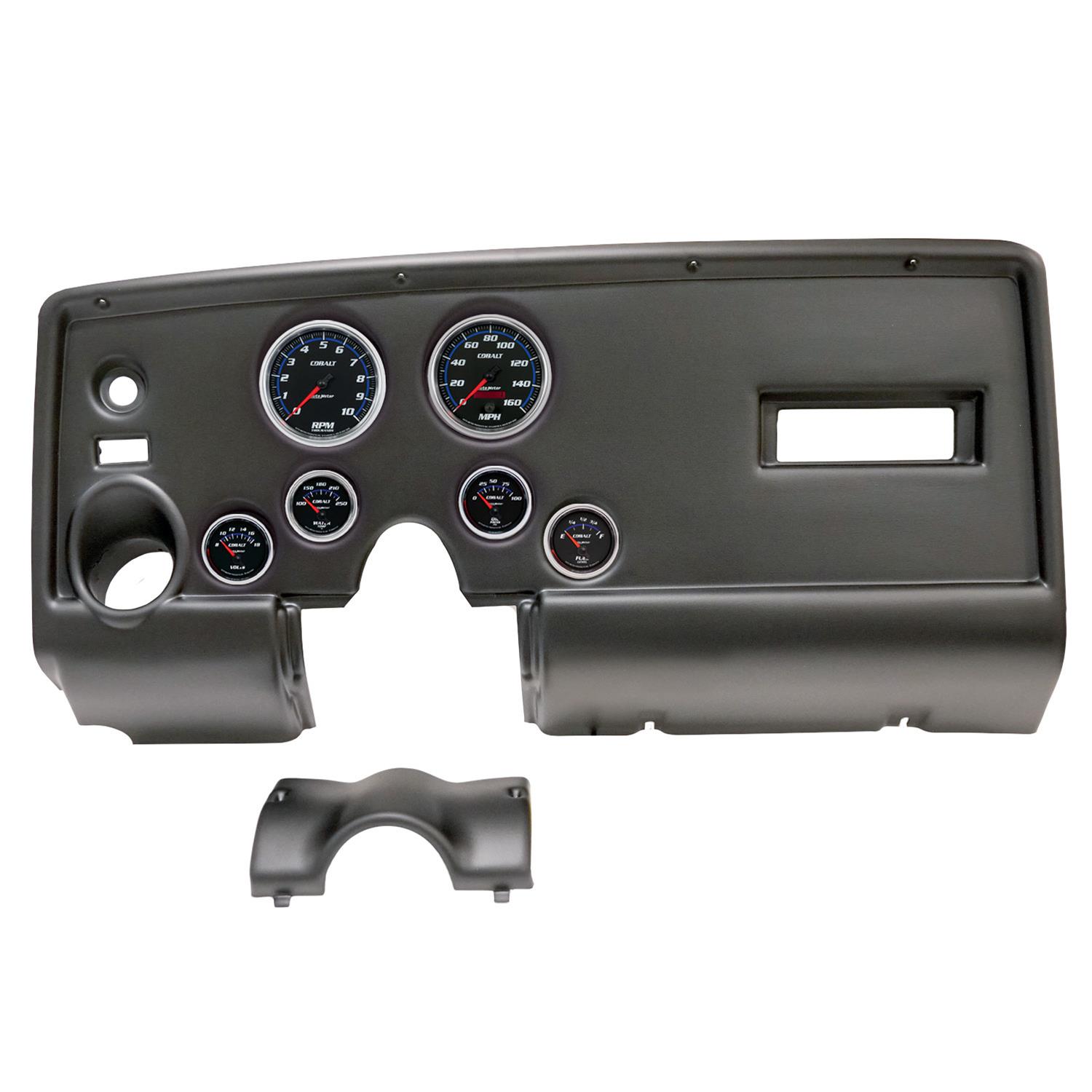 AutoMeter Cobalt Instrument Clusters for 1969 FIREBIRD - 2912-05 Gauge Kit, Cobalt, Analog, Black Face, Speedo, Tach, Oil, Water, Volt, Fuel, White/Blue Numbers, Red Pointers, Black Panel, Pontiac, Kit