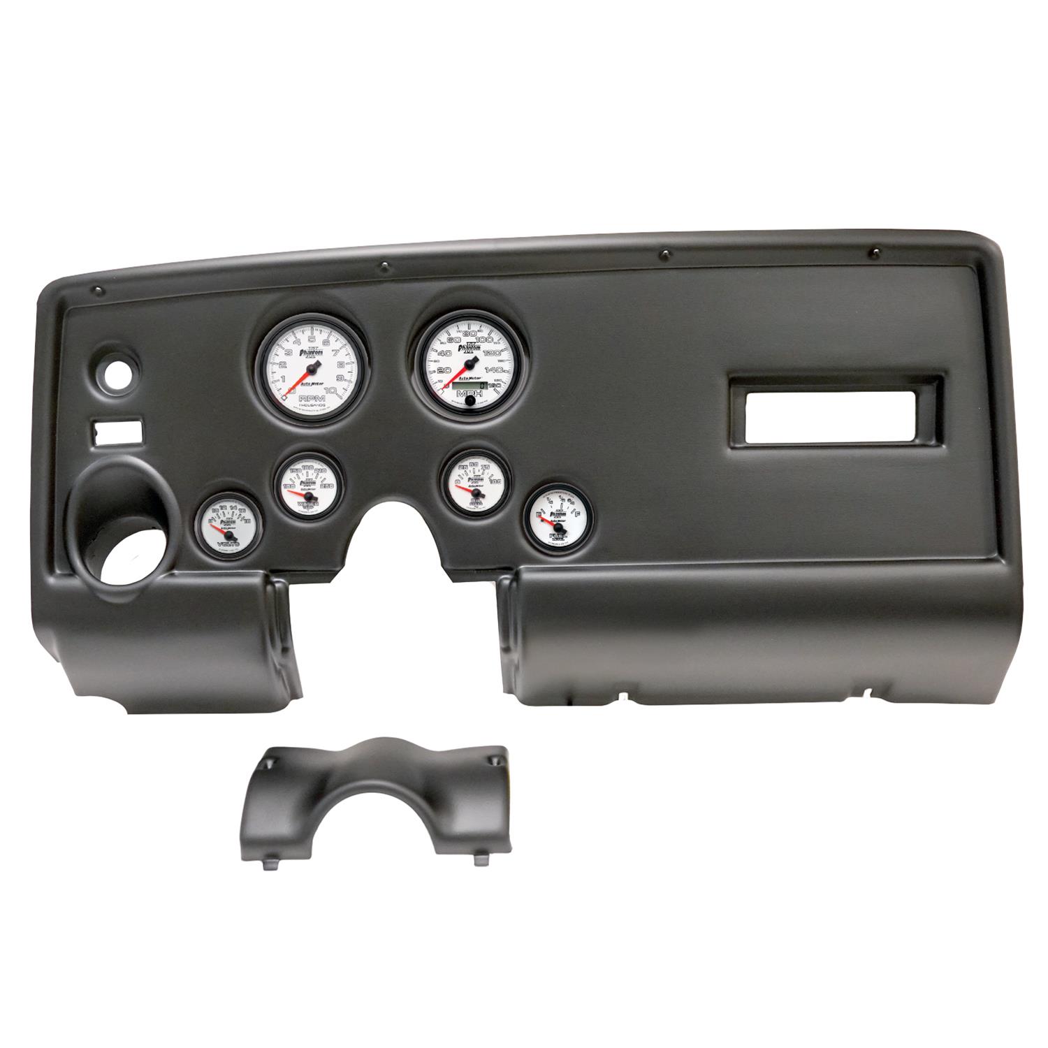 AutoMeter Phantom II Instrument Clusters for 1969 FIREBIRD - 2912-10 Gauge Kit, II, Analog, White Face, Speedo, Tach, Oil, Water, Volt, Fuel, Silver Numbers, Red Pointers, Black Panel, Pontiac, Kit