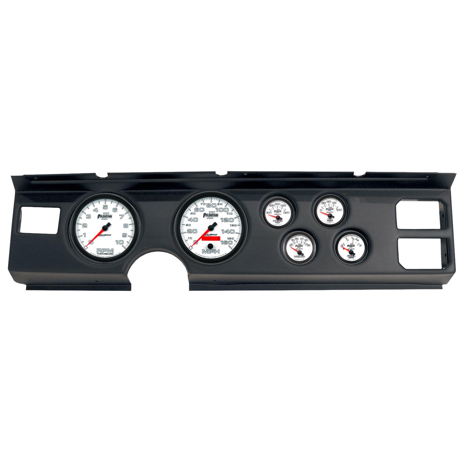 AutoMeter Phantom II Instrument Clusters for 1982-1984 FIREBIRD - 2920-10 Gauge Kit, II, Analog, White Face, Speedo, Tach, Oil, Water, Volt, Fuel, Silver Numbers, Red Pointers, Black Panel, Pontiac, Kit