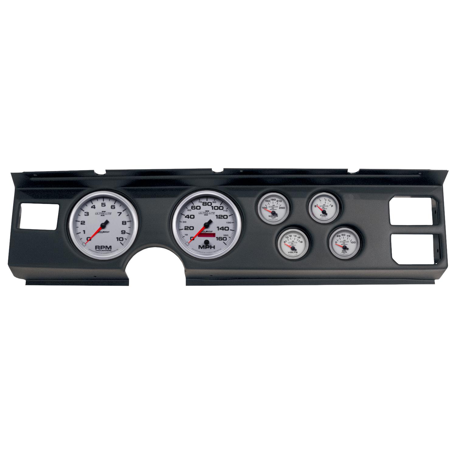 AutoMeter Ultra-Lite II Instrument Clusters for 1982-1984 FIREBIRD - 2920-14 Gauge Kit, II, Analog, Silver Face, Speedo, Tach, Oil, Water, Volt, Fuel, Black Numbers, Red Pointers, Black Panel, Pontiac, Kit