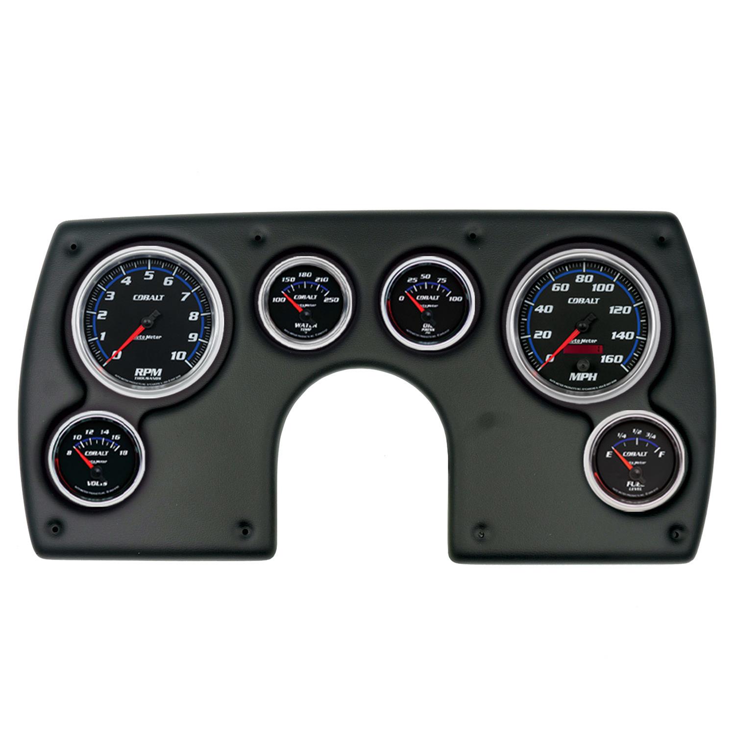AutoMeter Cobalt Instrument Clusters for 1982-1989 CAMARO - 2921-05 Gauge Kit, Cobalt, Analog, Black Face, Speedo, Tach, Oil, Water, Volt, Fuel, White/Blue Numbers, Red Pointers, Black Panel, Chevy, Kit