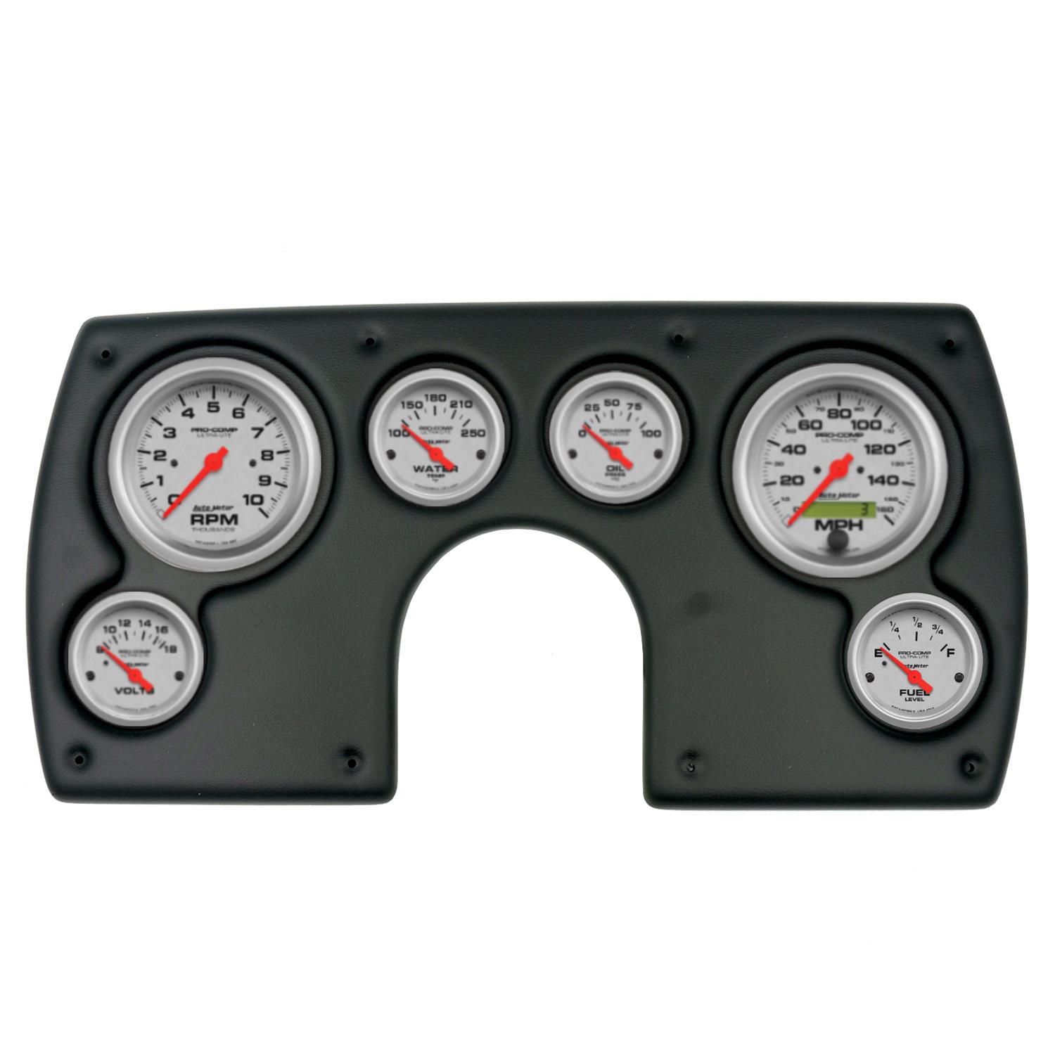 AutoMeter Ultra-Lite Instrument Clusters for 1982-1989 CAMARO - 2921-13 Gauge Kit, Ultra-Lite, Analog, Silver Face, Speedo, Tach, Oil, Water, Volt, Fuel, Black Numbers, Red Pointers, Black Panel, Chevy, Kit