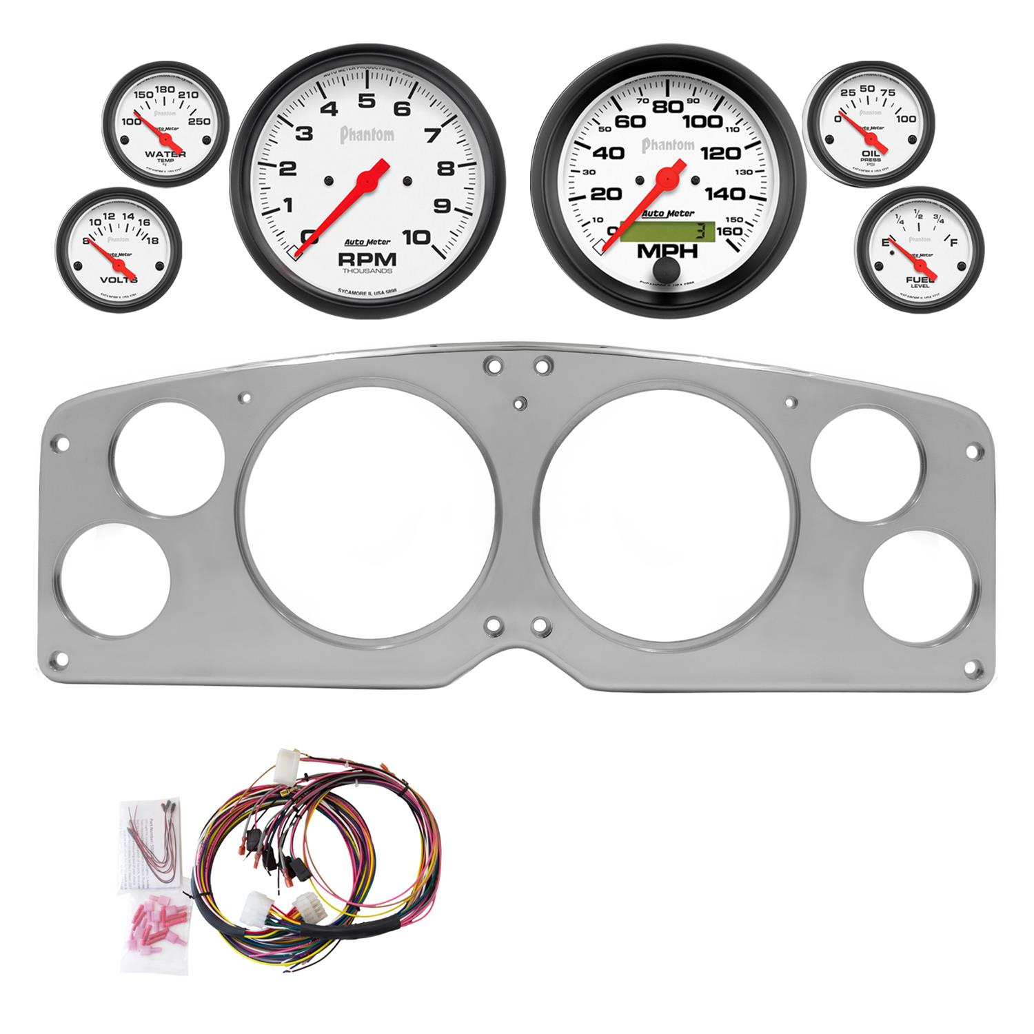 AutoMeter Phantom 54-55 GMC Truck Direct-Fit Billet Panel/Gauge Kit - 5in. (x2) & 2-1/16in. (x4)