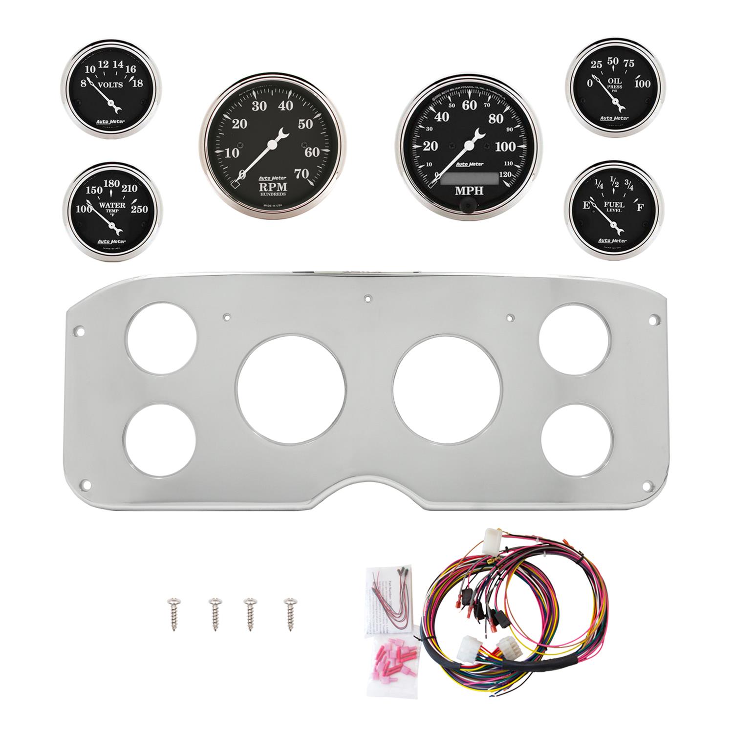 AutoMeter Old Tyme Black 55-59 GMC Truck Billet Panel/Gauge Kit - 3-1/8in. (x2) & 2-1/16in. (x4)