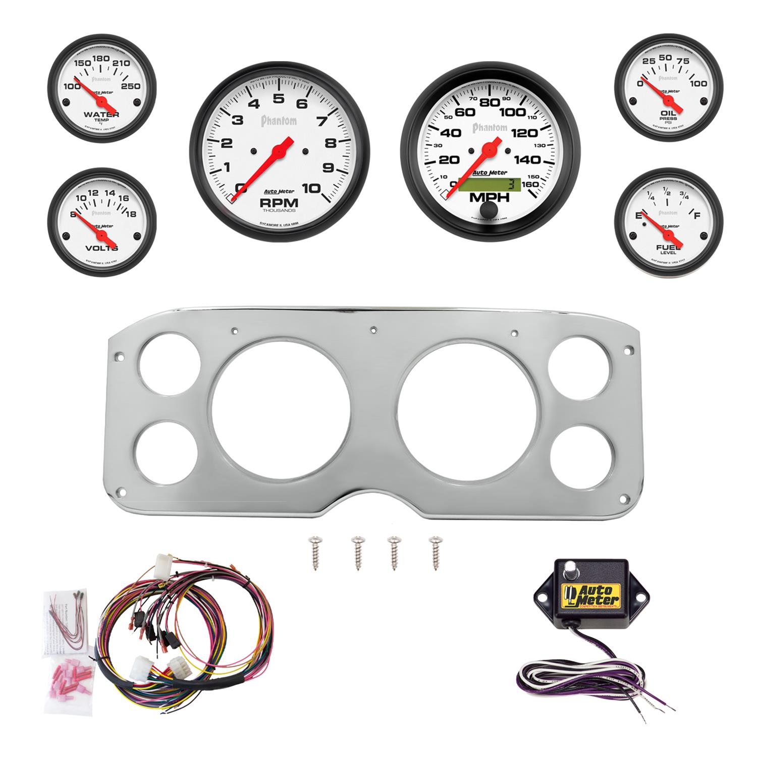 AutoMeter Phantom 55-59 GMC Truck Direct-Fit Billet Panel/Gauge Kit - 5in. (x2) & 2-1/16in. (x4)