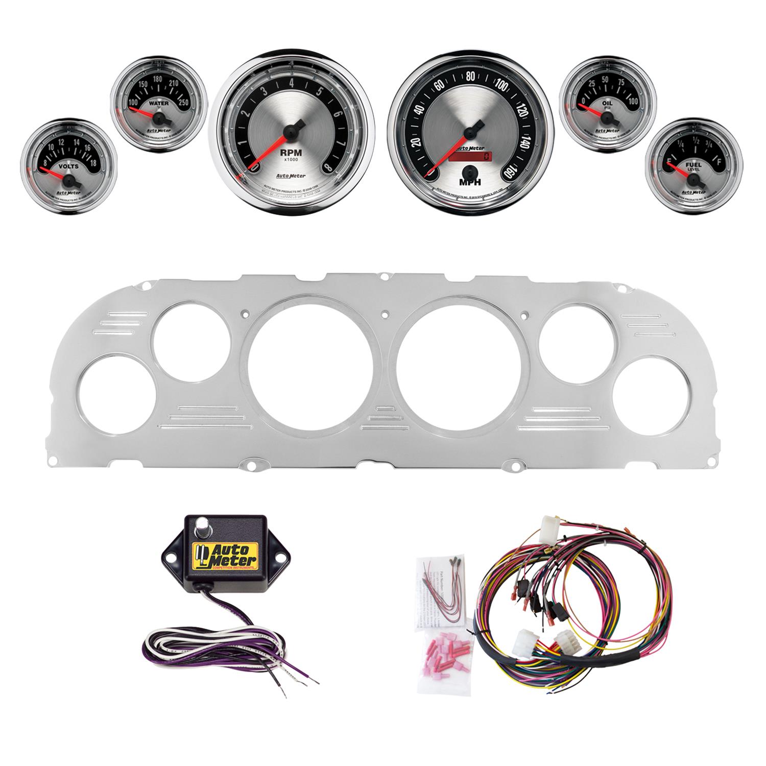 AutoMeter American Muscle 60-63 Chevy Truck Billet Panel/Gauge Kit - 3-3/8in. (x2) & 2-1/16in. (x4)