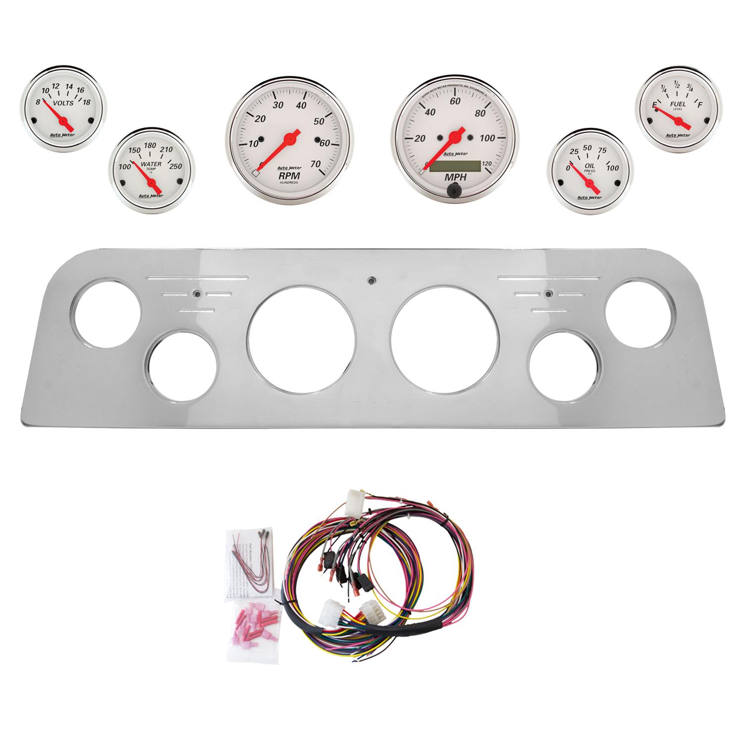 AutoMeter Arctic White 60-61 GMC Truck Billet Panel/Gauge Kit - 3-1/8in. (x2) & 2-1/16in. (x4)