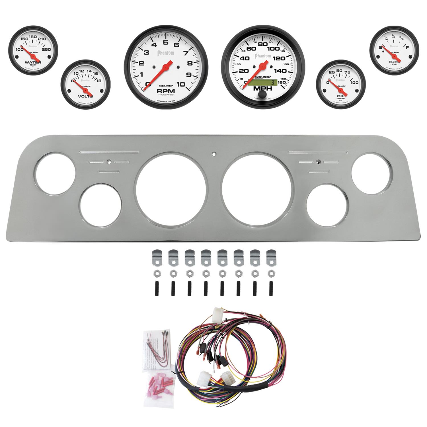AutoMeter Phantom 60-61 GMC Truck Direct-Fit Billet Panel/Gauge Kit - 3-3/8in. (x2) & 2-1/16in. (x4)