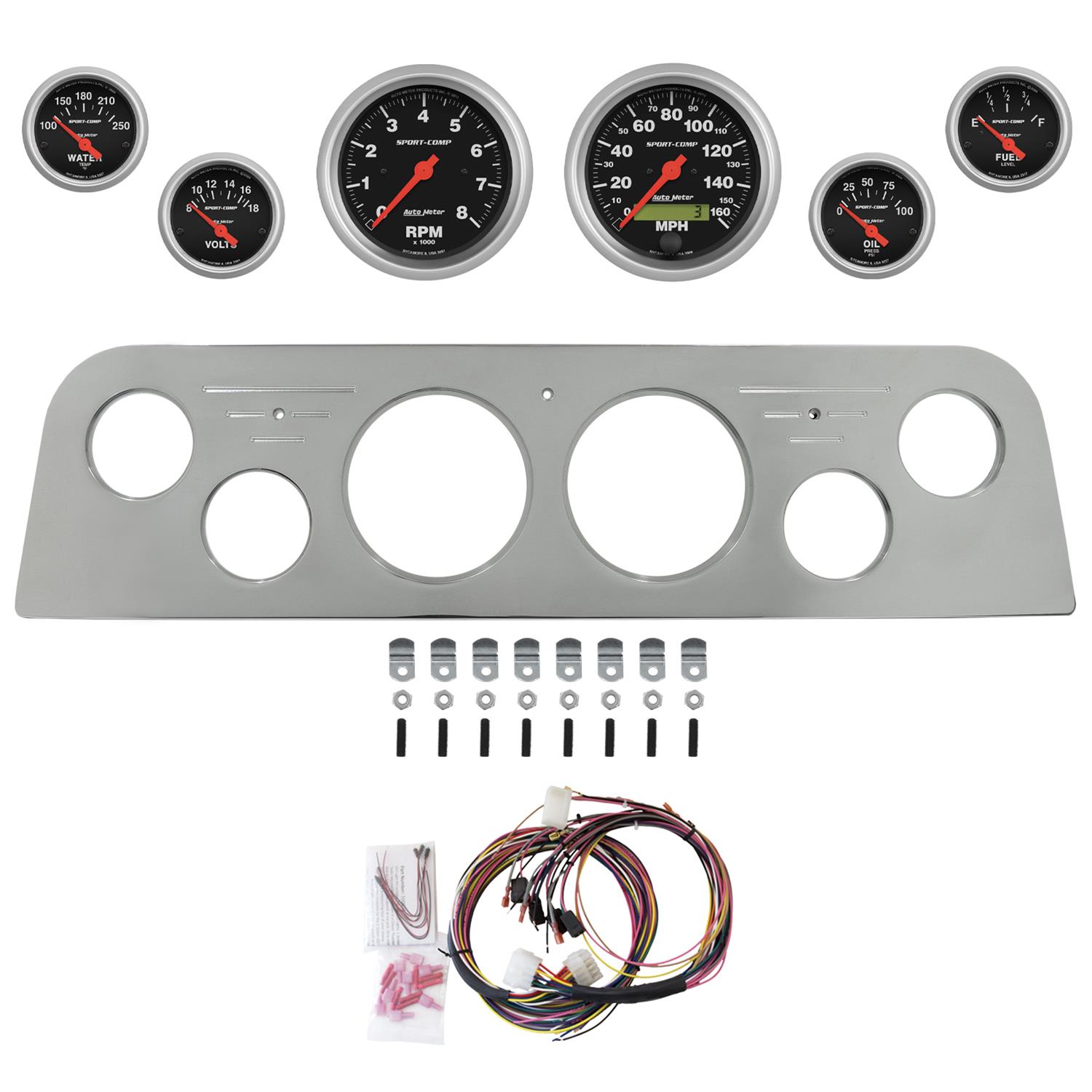 AutoMeter Sport-Comp 60-61 GMC Truck Billet Panel/Gauge Kit - 3-3/8in. (x2) & 2-1/16in. (x4)