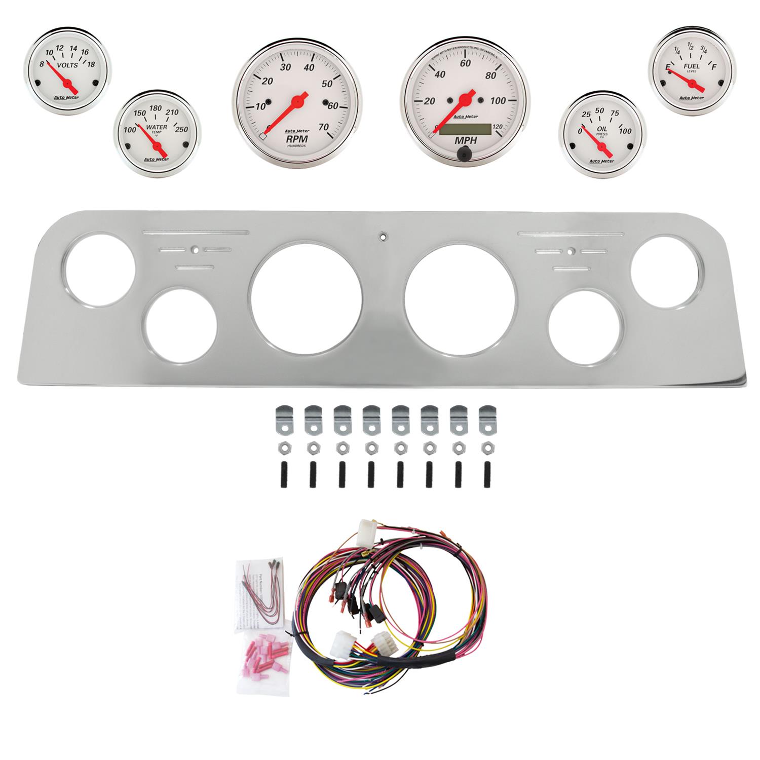 AutoMeter Arctic White 62-66 GMC Truck Billet Panel/Gauge Kit - 3-1/8in. (x2) & 2-1/16in. (x4)