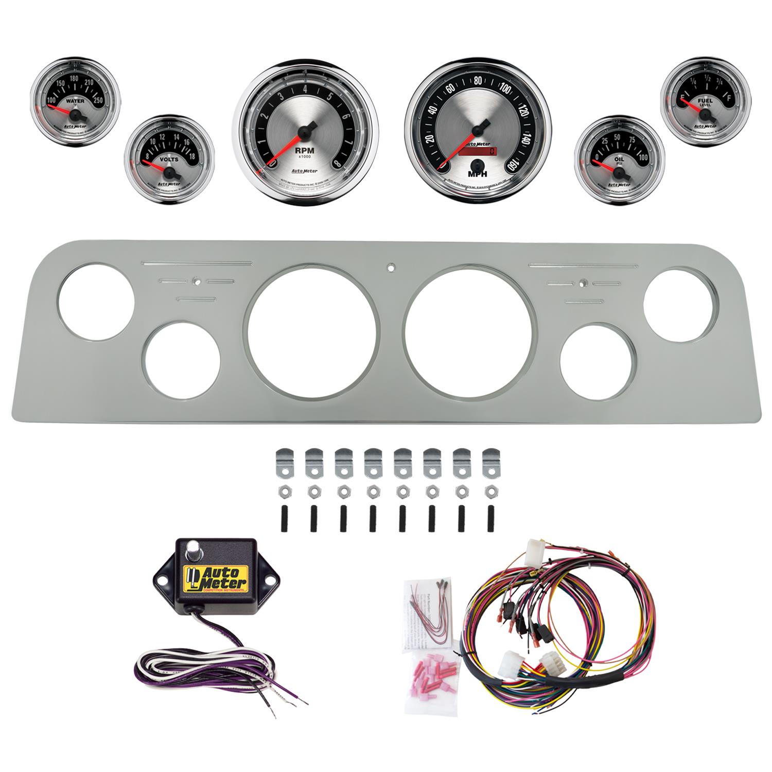 AutoMeter American Muscle 62-66 GMC Truck Billet Panel/Gauge Kit - 3-3/8in. (x2) & 2-1/16in. (x4)
