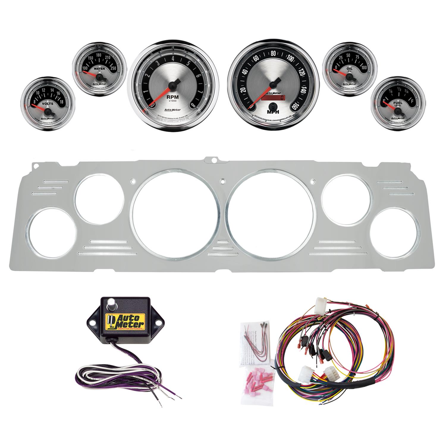 AutoMeter American Muscle 64-66 Chevy Truck Billet Panel/Gauge Kit - 3-3/8in. (x2) & 2-1/16in. (x4)