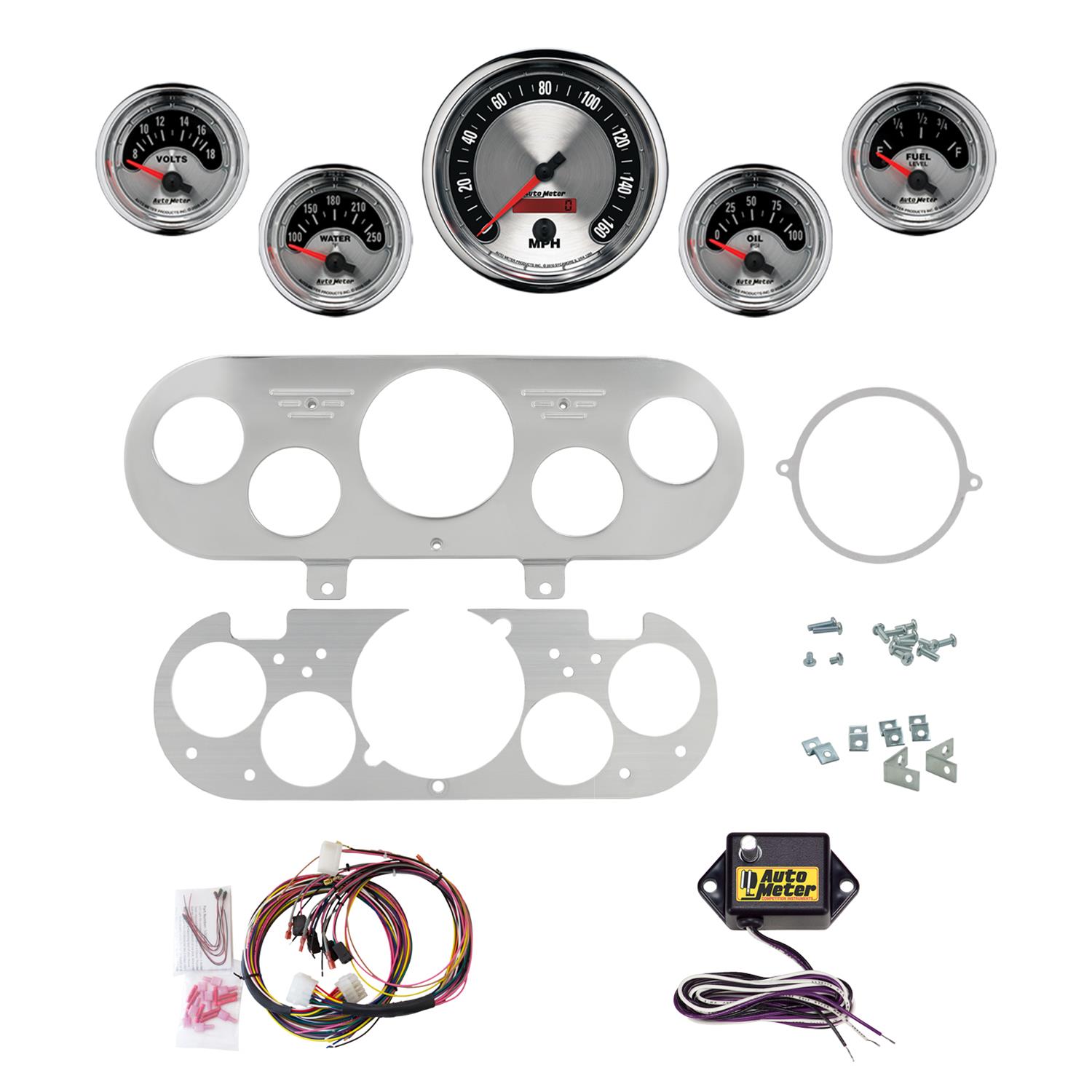 AutoMeter American Muscle 62-65 Chevy NOVA Billet Panel/Gauge Kit - 3-3/8in. (x1) & 2-1/16in. (x4)