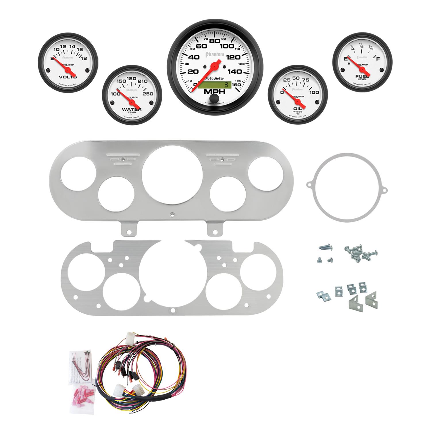 AutoMeter Phantom 62-65 Chevy NOVA Billet Panel/Gauge Kit - 3-3/8in. (x1) & 2-1/16in. (x4)
