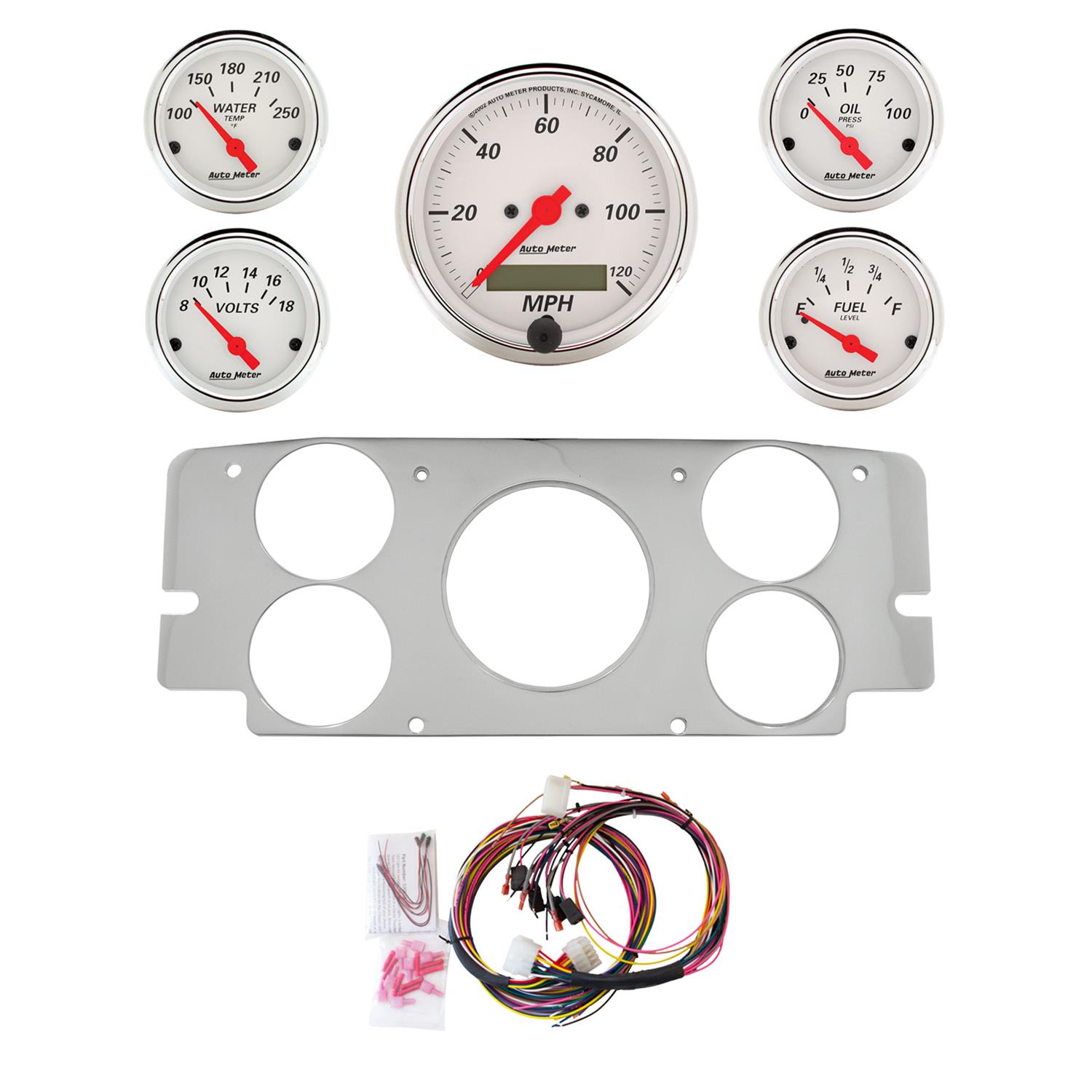 AutoMeter Arctic White 57-60 Ford Truck Billet Panel/Gauge Kit - 3-1/8in. (x1) & 2-1/16in. (x4)