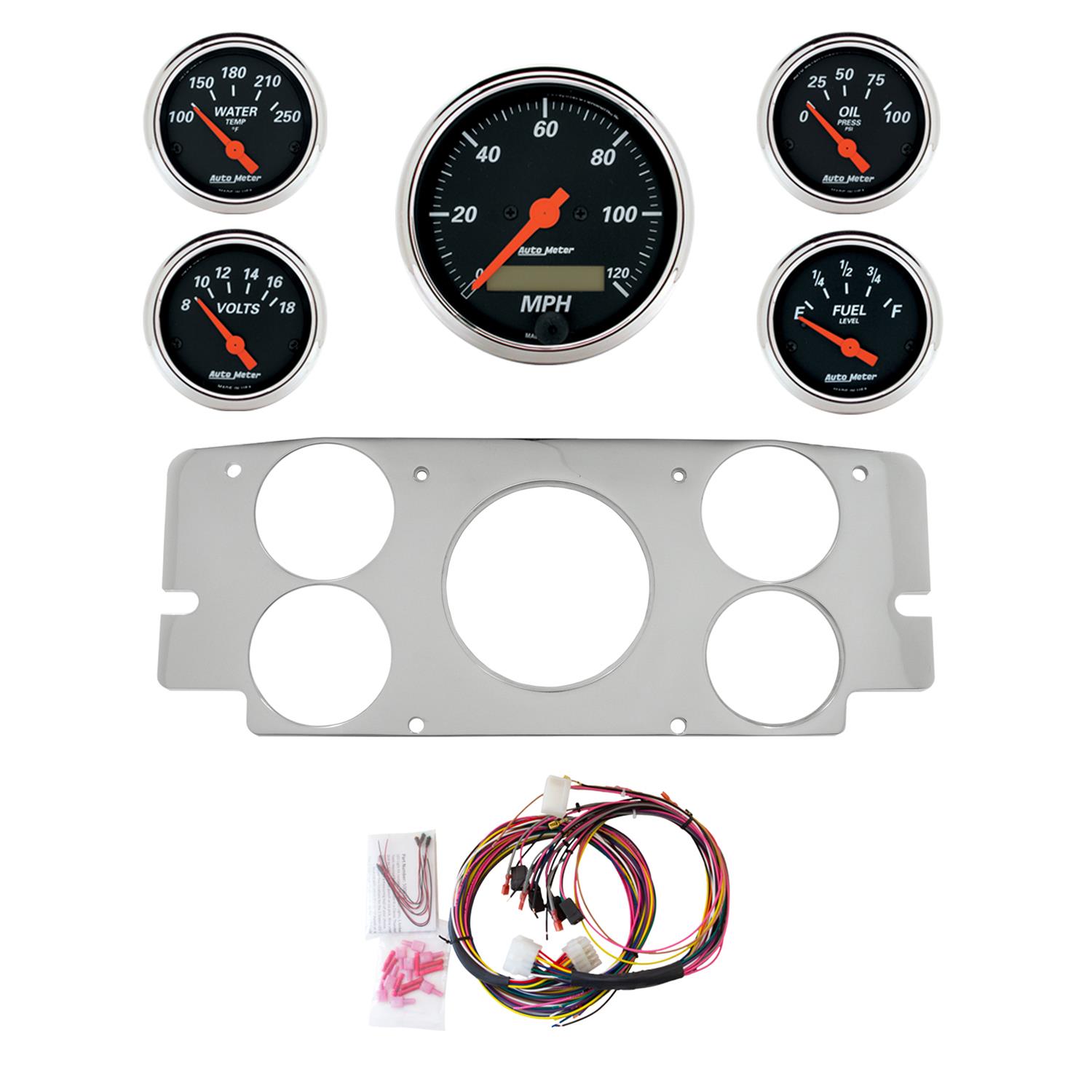 AutoMeter Designer Black 57-60 Ford Truck Billet Panel/Gauge Kit - 3-1/8in. (x1) & 2-1/16in. (x4)
