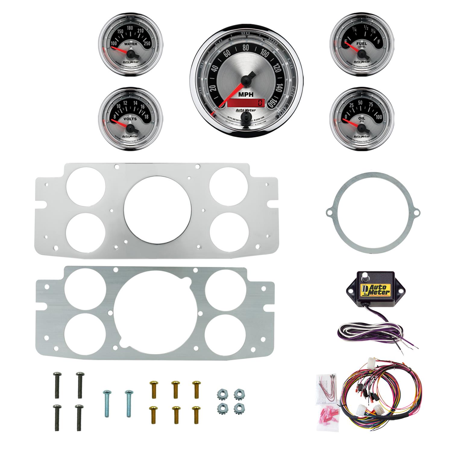 AutoMeter American Muscle 60-63 Chevy Truck Billet Panel/Gauge Kit - 3-3/8in. (x1) & 2-1/16in. (x4)