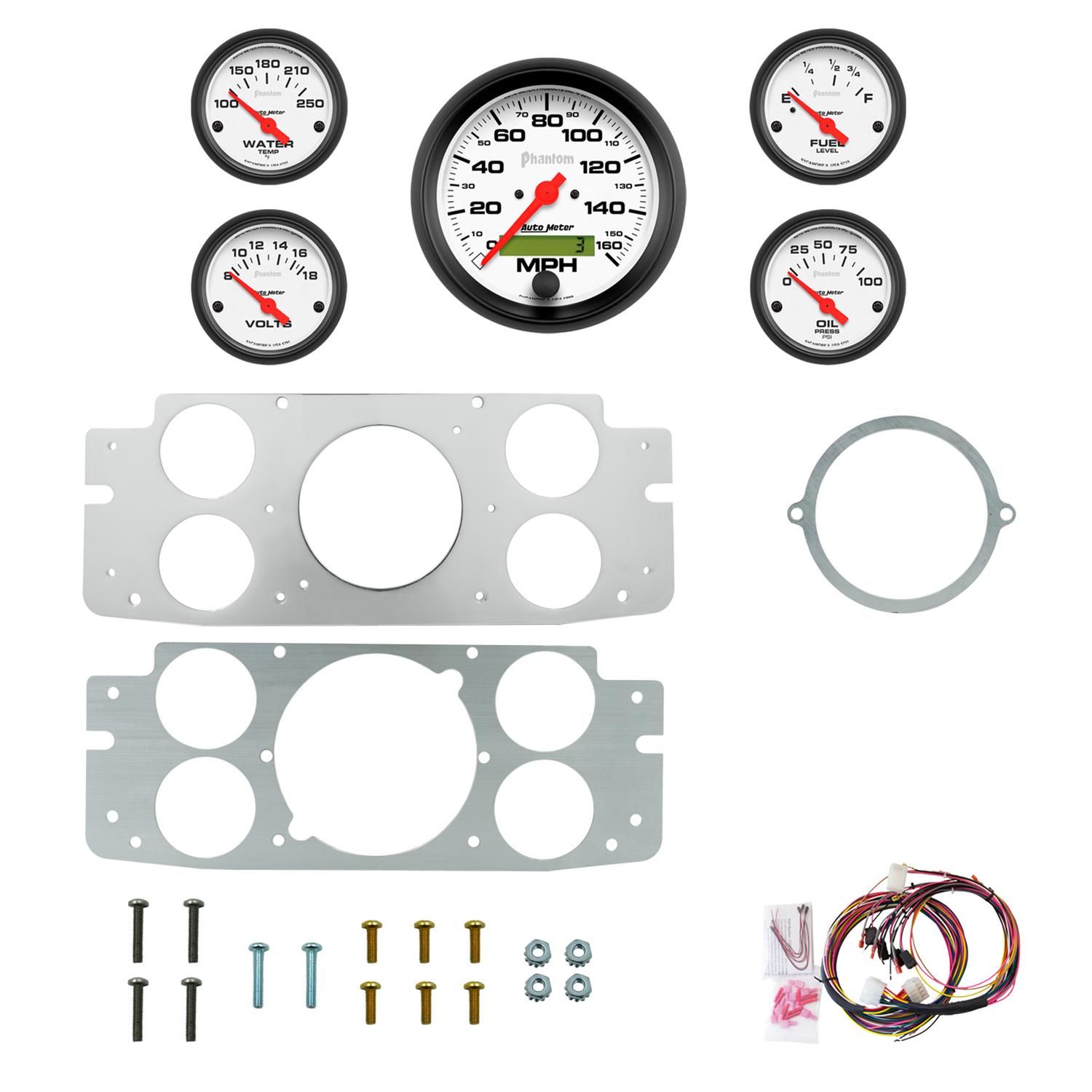 AutoMeter Phantom 57-60 Ford Truck Billet Panel/Gauge Kit - 3-3/8in. (x1) & 2-1/16in. (x4)