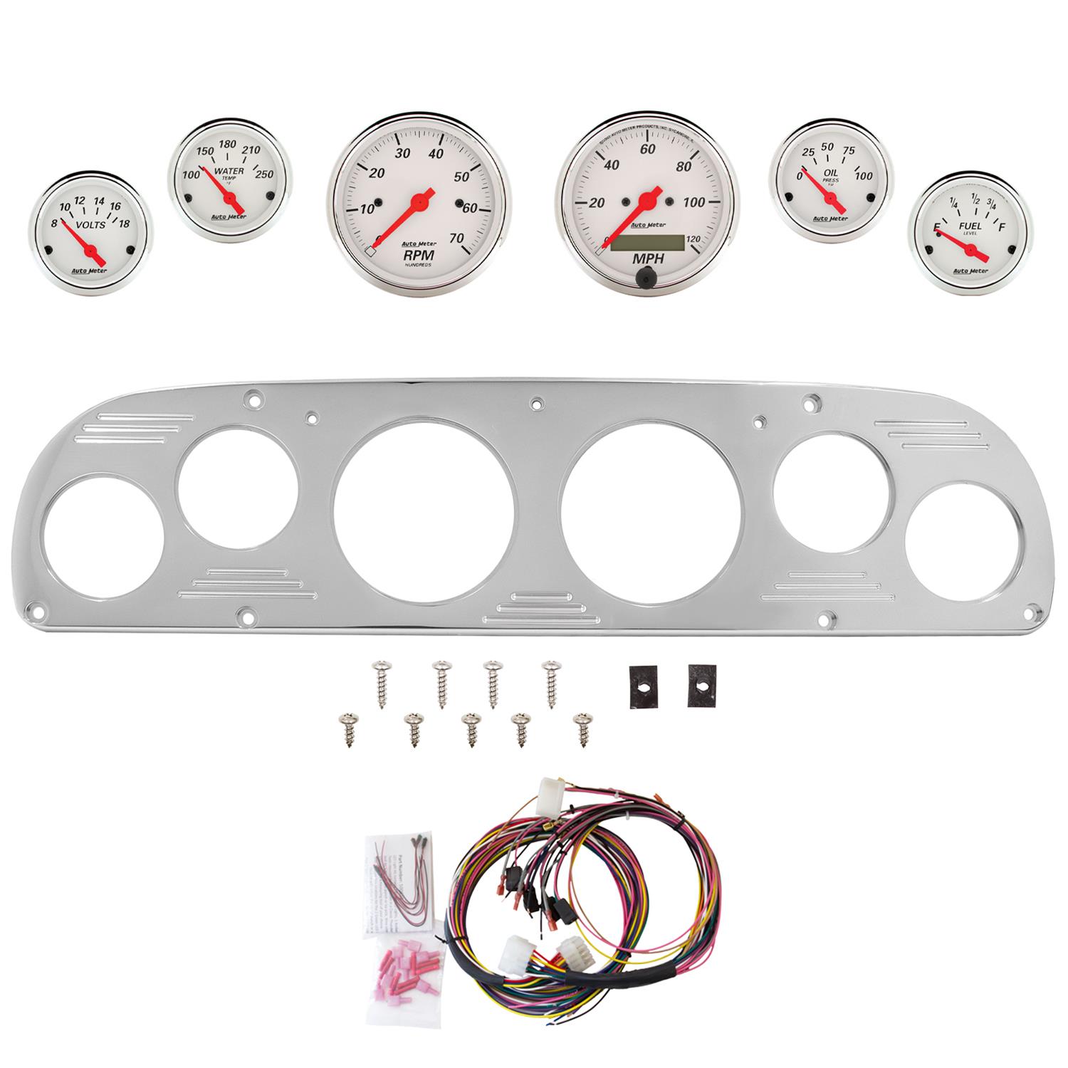 AutoMeter Arctic White 57-60 Ford Truck Billet Panel/Gauge Kit - 3-1/8in. (x2) & 2-1/16in. (x4)