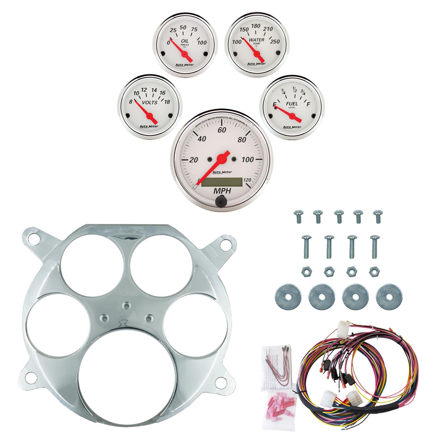 AutoMeter Arctic White 61-66 Ford Truck Billet Panel/Gauge Kit - 3-1/8in. (x1) & 2-1/16in. (x4)