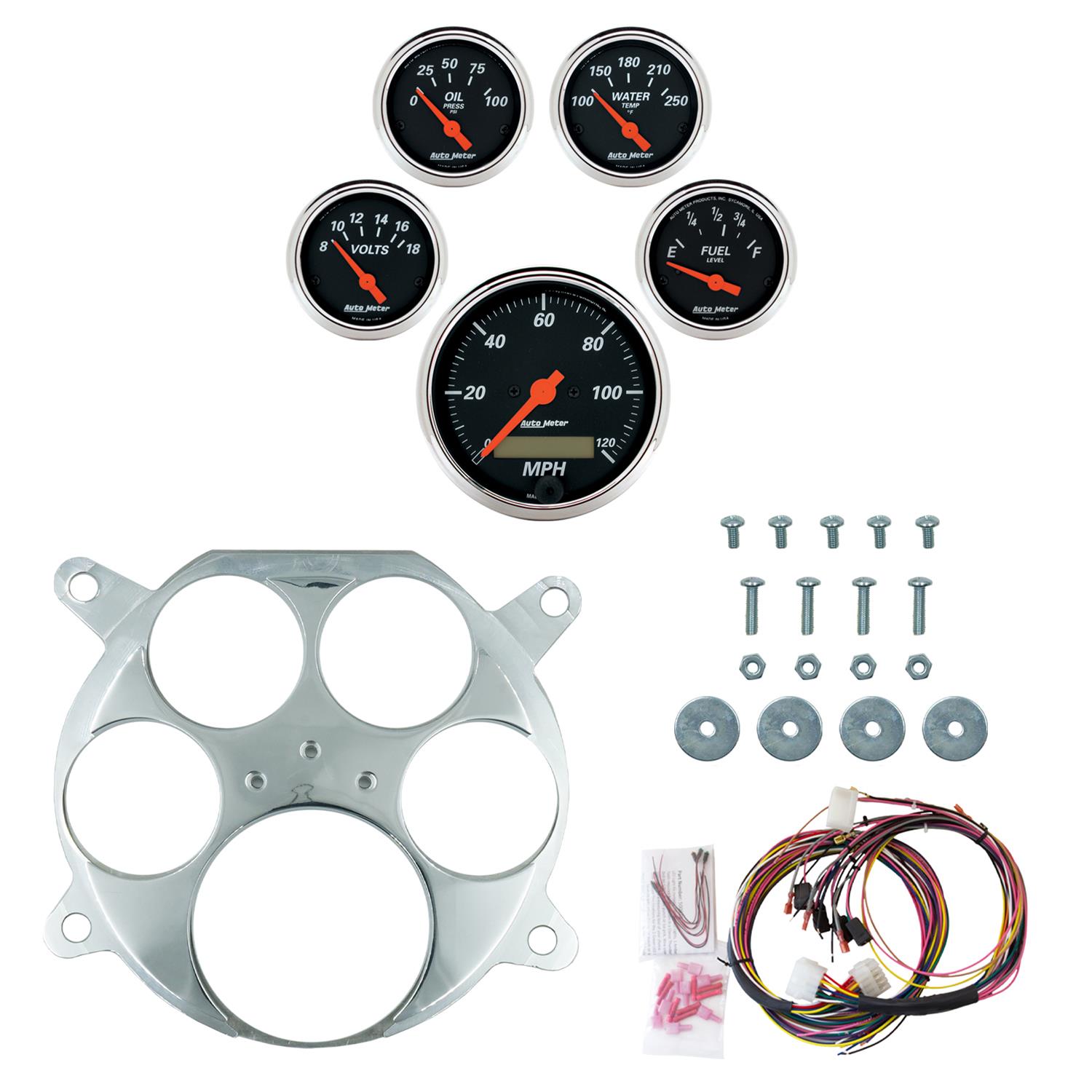 AutoMeter Designer Black 61-66 Ford Truck Billet Panel/Gauge Kit - 3-1/8in. (x1) & 2-1/16in. (x4)