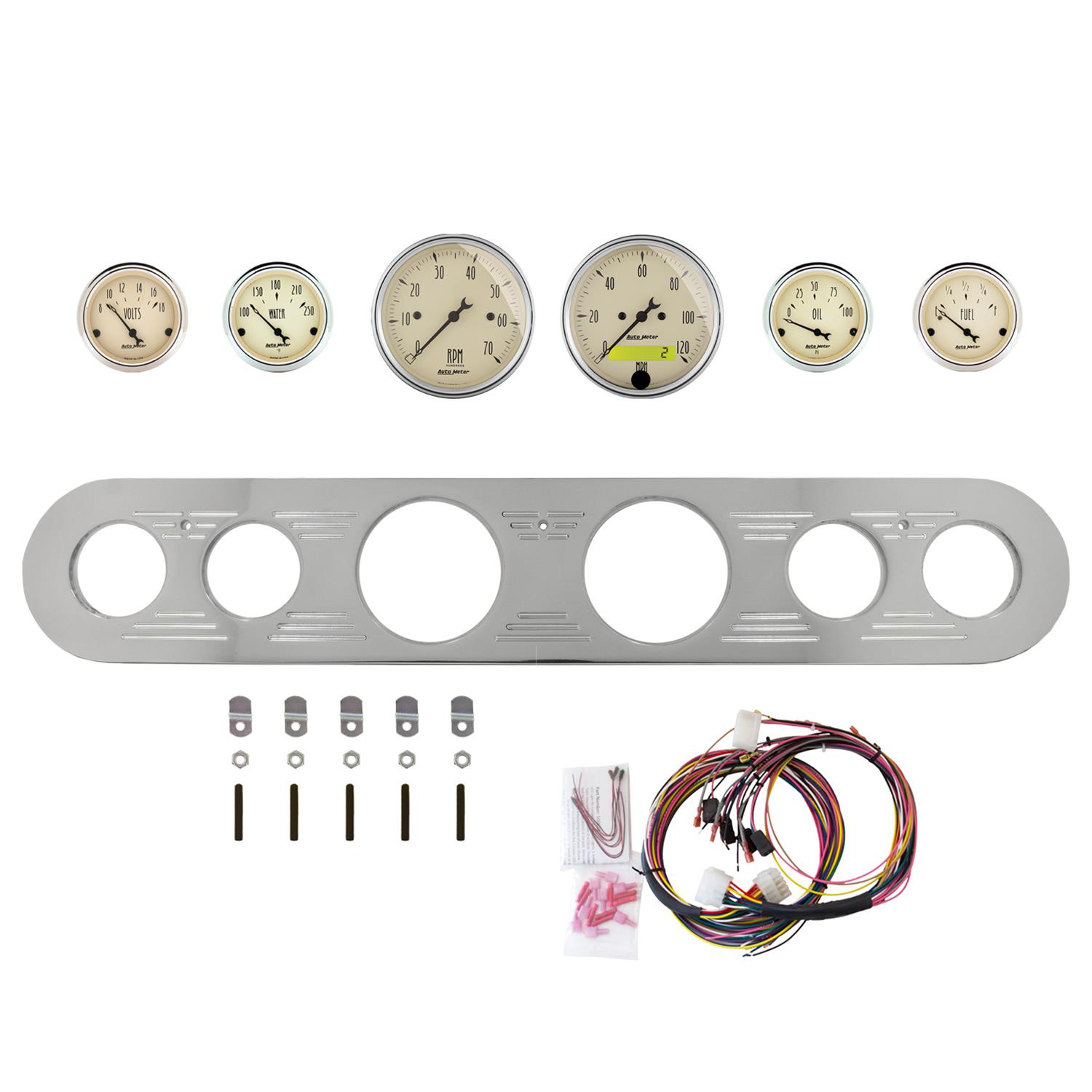 AutoMeter Antique Beige 67-72 Ford Truck Billet Panel/Gauge Kit - 3-1/8in. (x2) & 2-1/16in. (x4)