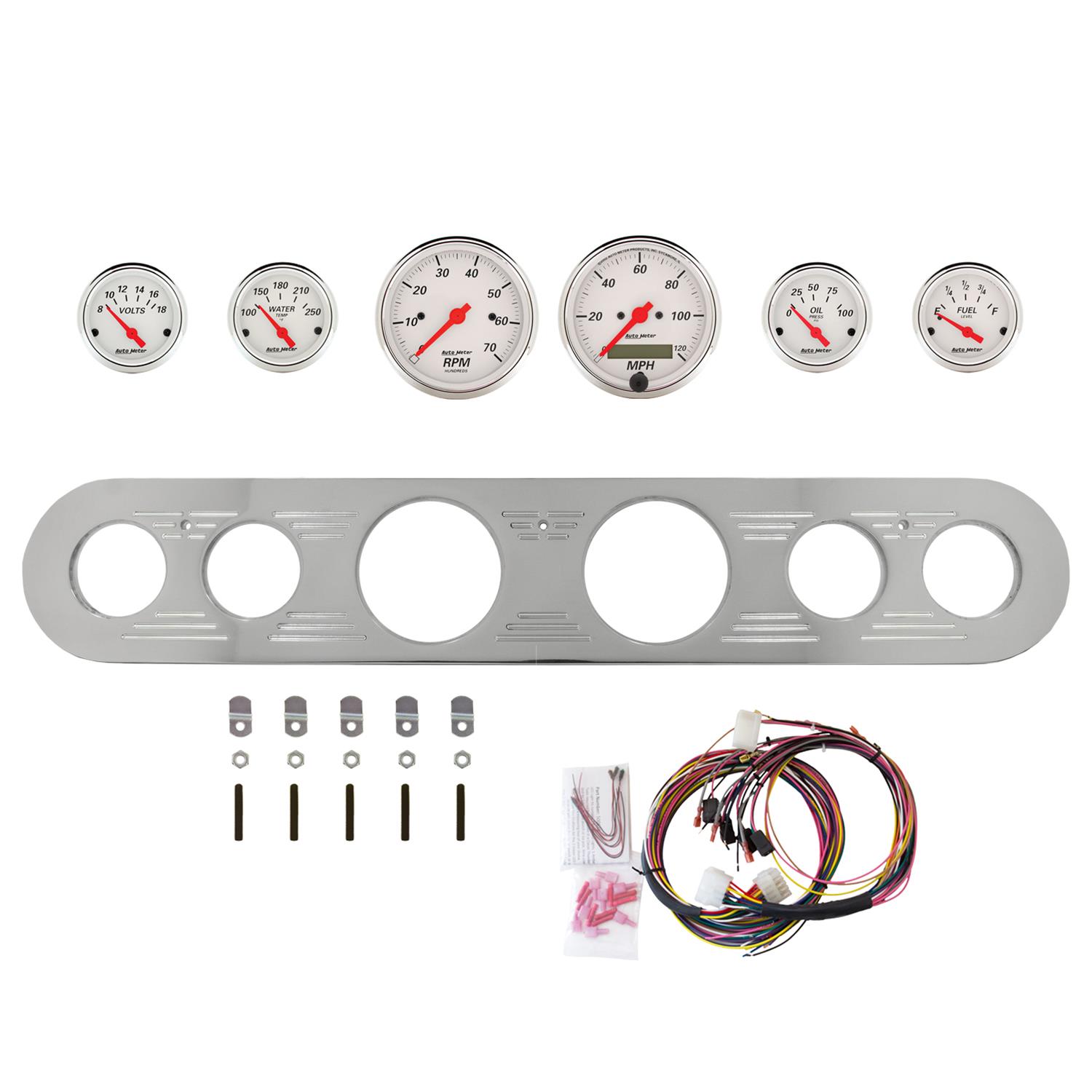 AutoMeter Arctic White 67-72 Ford Truck Billet Panel/Gauge Kit - 3-1/8in. (x2) & 2-1/16in. (x4)
