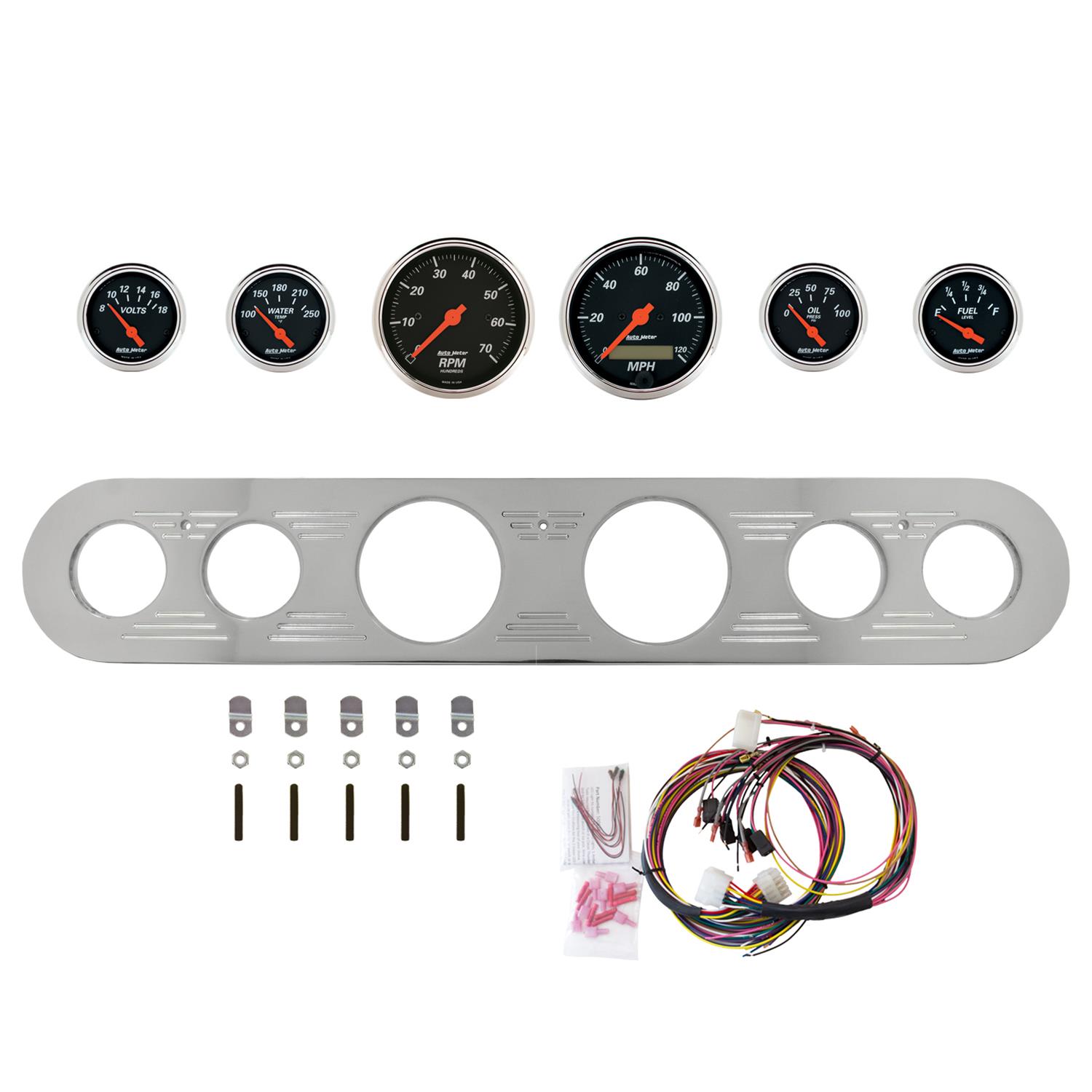 AutoMeter Designer Black 67-72 Ford Truck Billet Panel/Gauge Kit - 3-1/8in. (x2) & 2-1/16in. (x4)