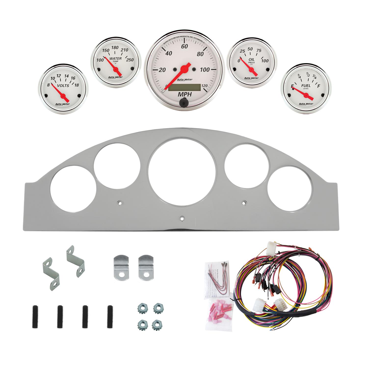 AutoMeter Arctic White 1957 Ford Fairlane Billet Panel/Gauge Kit - 3-1/8in. (x1) & 2-1/16in. (x4)