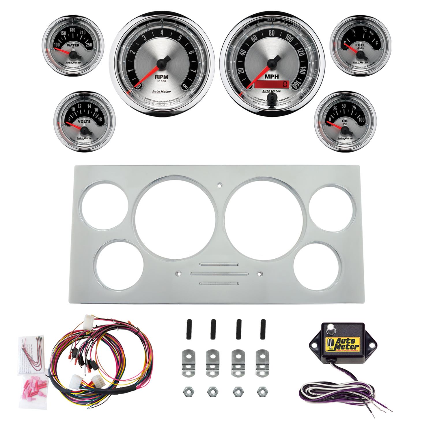 AutoMeter American Muscle 73-79 Ford Truck Billet Panel/Gauge Kit - 3-3/8in. (x2) & 2-1/16in. (x4)