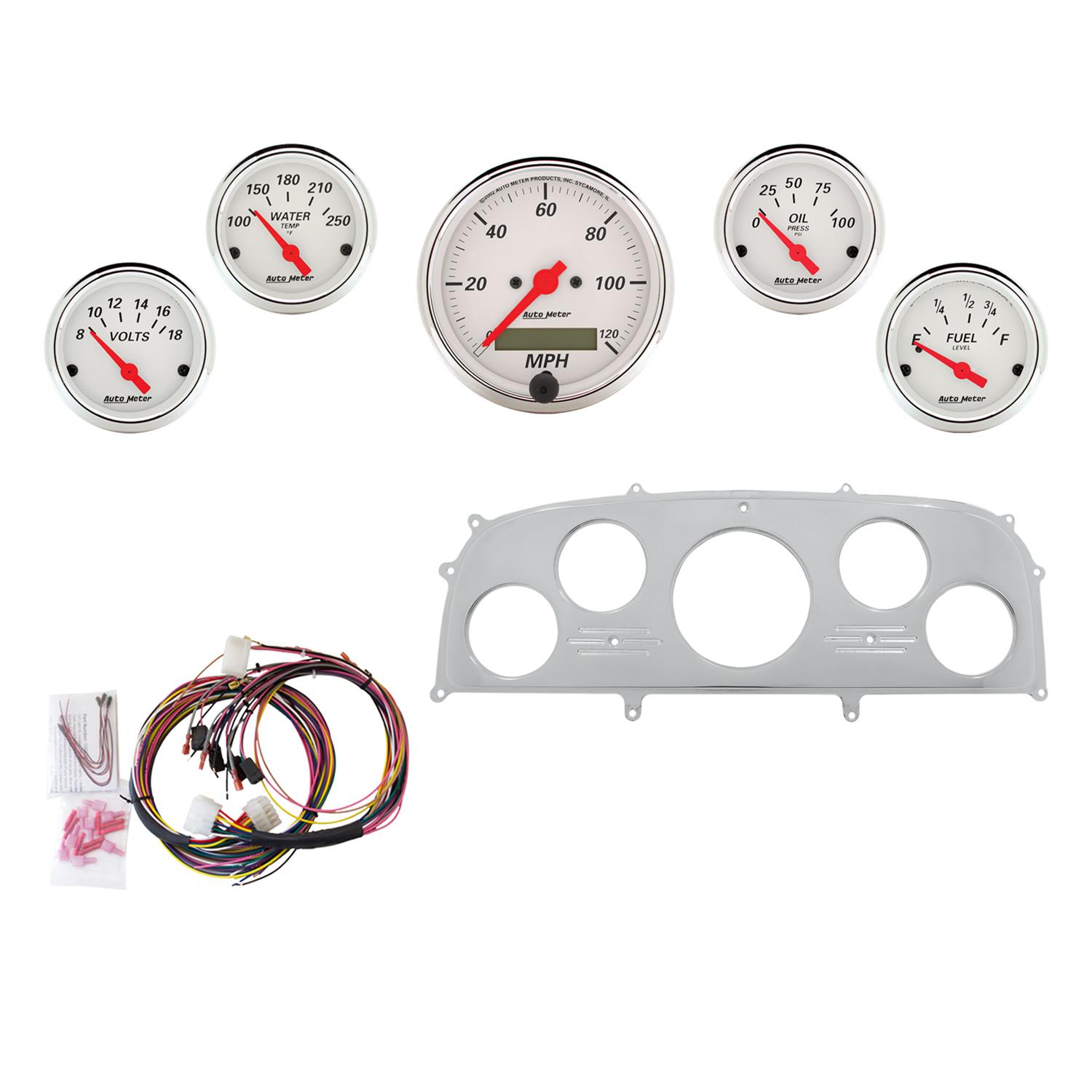 AutoMeter Arctic White 1959 Ford Galaxie Billet Panel/Gauge Kit - 3-1/8in. (x1) & 2-1/16in. (x4)