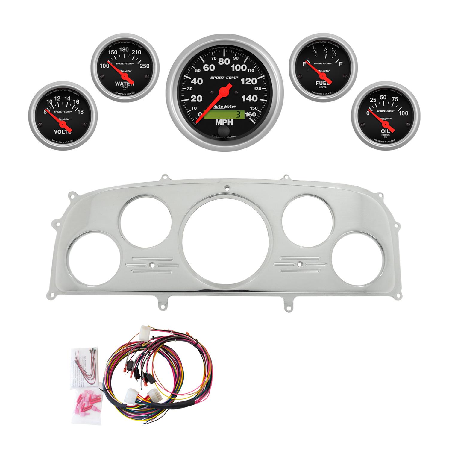 AutoMeter Sport-Comp 1959 Ford Galaxie Billet Panel/Gauge Kit - 3-3/8in. (x1) & 2-1/16in. (x4)