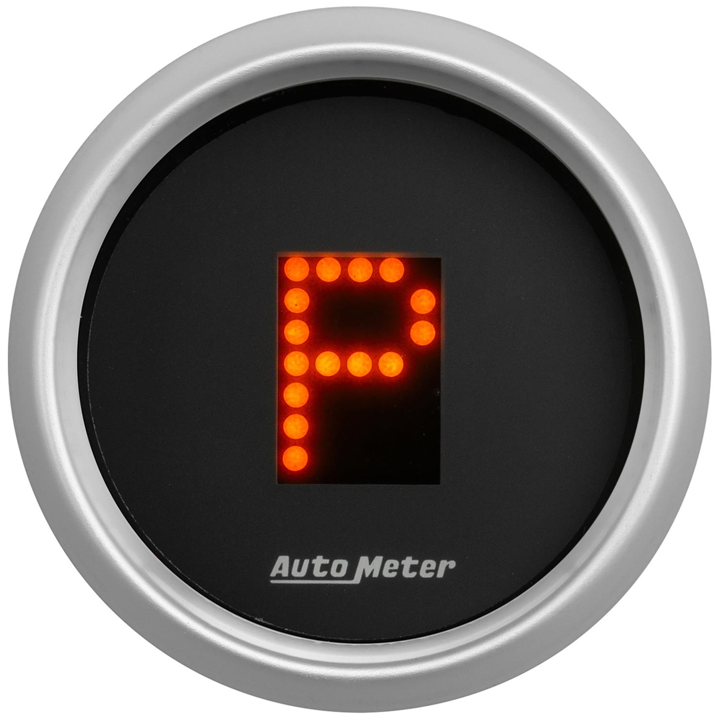 AutoMeter Gauge Gear Pos 2-1/16in. Incl Indicators Black Dial Red Led Silver Bezel thumbnail 2