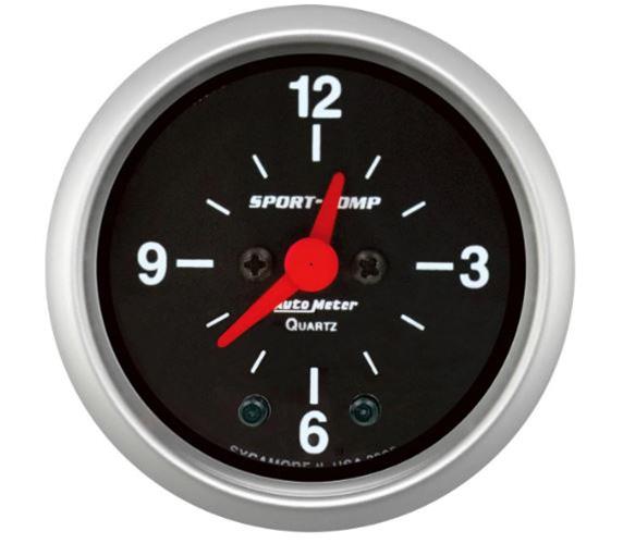 Autometer Sport-Comp 2-1/16in. 12 Hour Analog Clock Gauge thumbnail 2