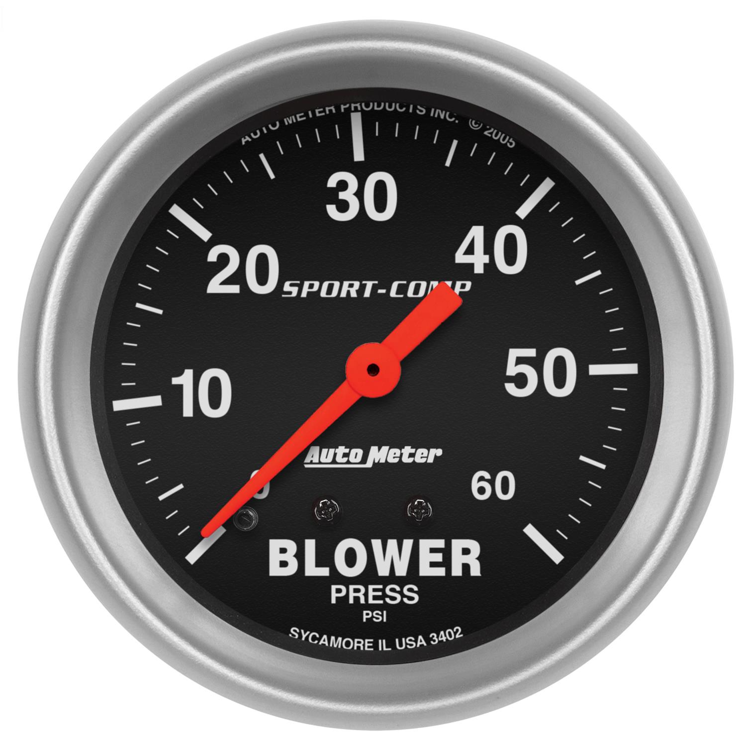 Autometer Sport Comp Mechanical 2 5/8in 60 psi Blower Pressure Gauge