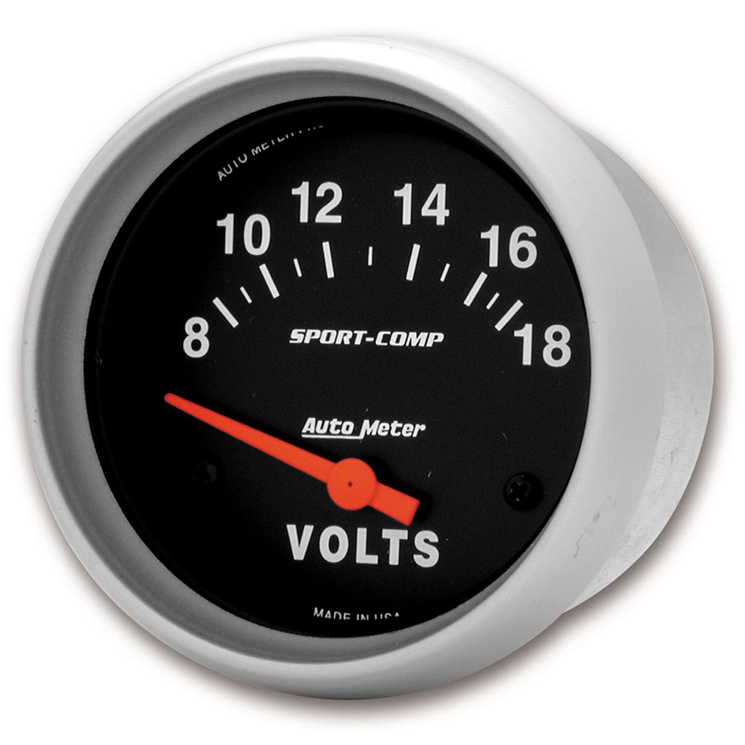 Autometer Sport-Comp 2 5/8in 8-18 Volt Short Sweep Electric Voltmeter Gauge thumbnail 2