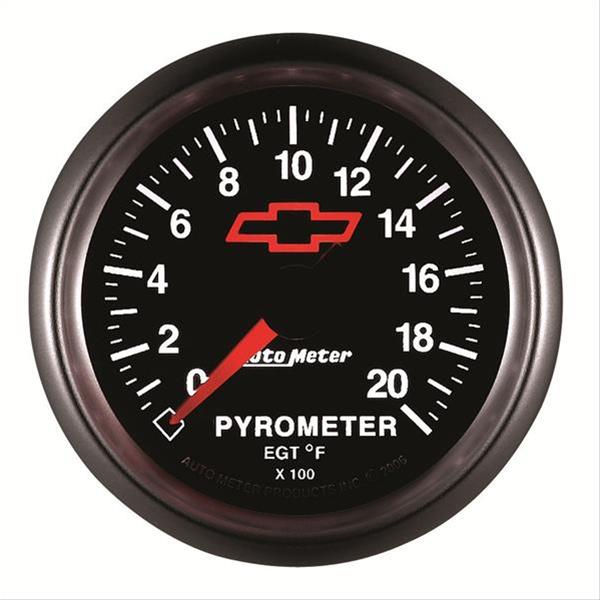 AutoMeter Gauge Pyrometer (Egt) 2-1/16in. 2000 Deg. F Stepper Motor Chevy Red Bowtie Black thumbnail 2
