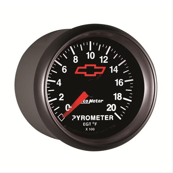 AutoMeter Gauge Pyrometer (Egt) 2-1/16in. 2000 Deg. F Stepper Motor Chevy Red Bowtie Black thumbnail 4